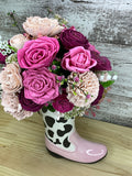 Dolly's Bloom — Ceramic Boot Vase with Sola Wood Flowers