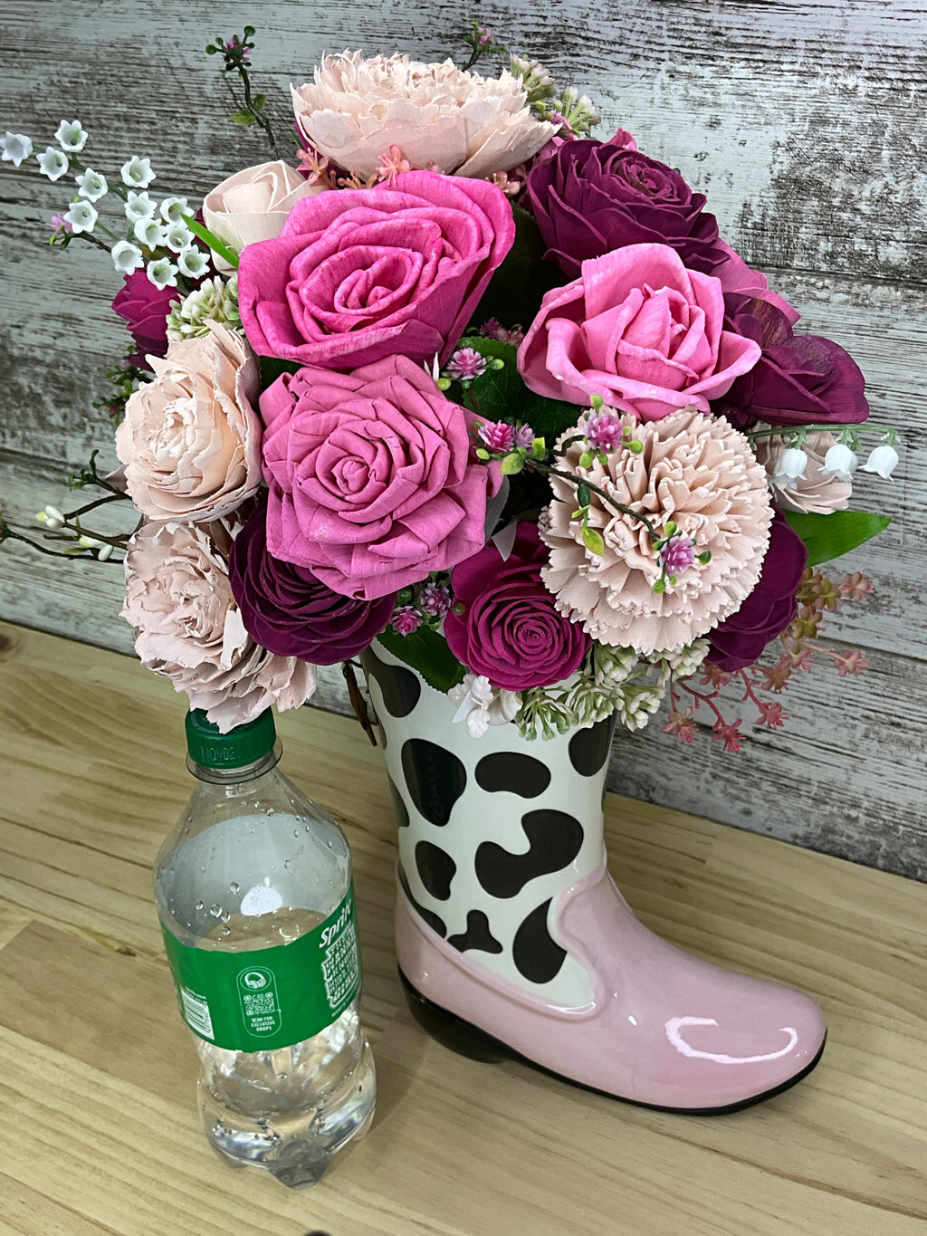 Dolly's Bloom — Ceramic Boot Vase with Sola Wood Flowers