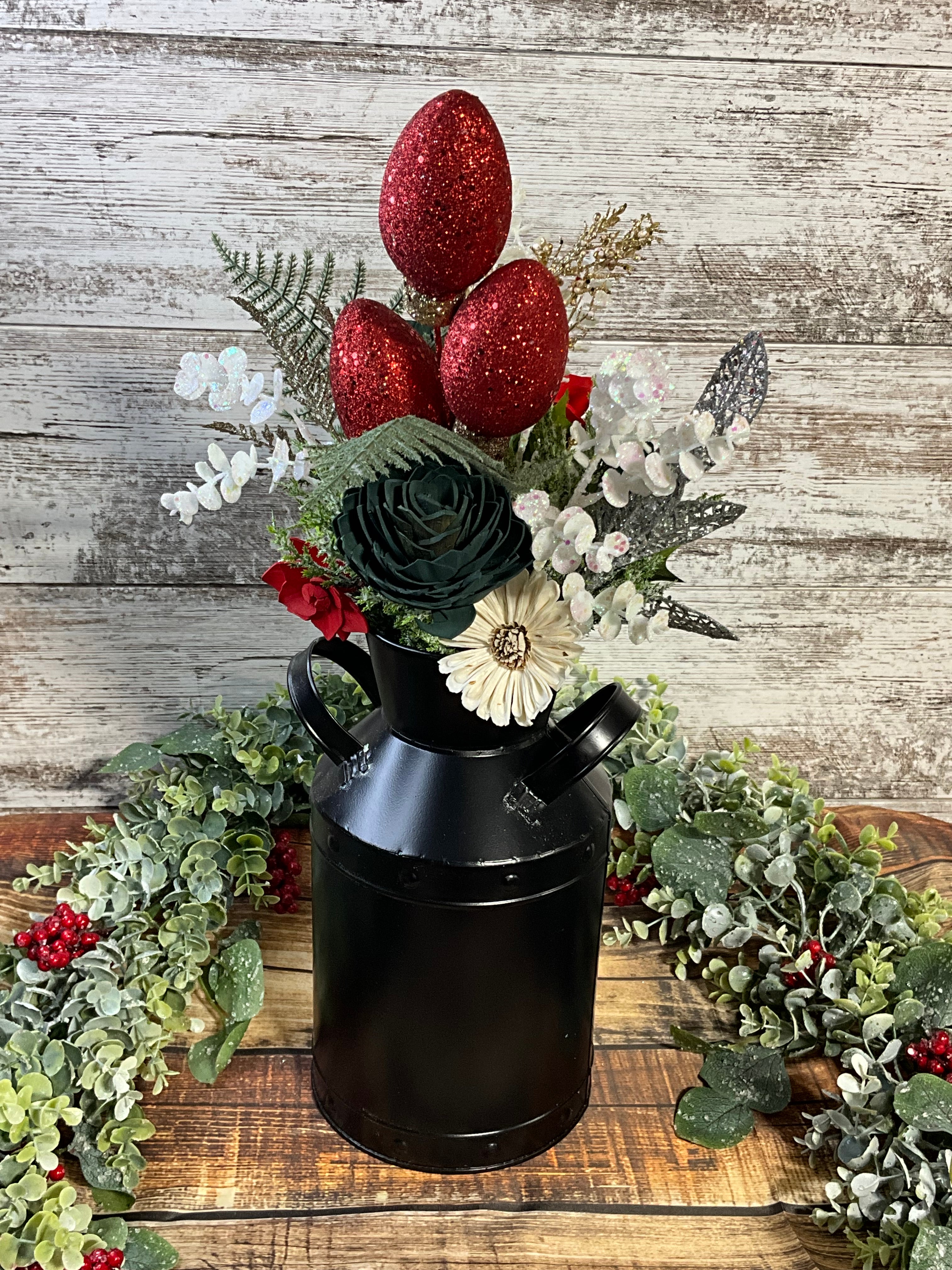 Sola Wood Flower Christmas Milk Can
