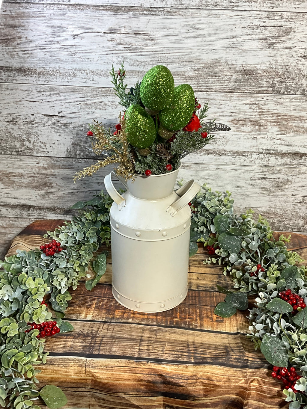 Sola Wood Flower Christmas Milk Can