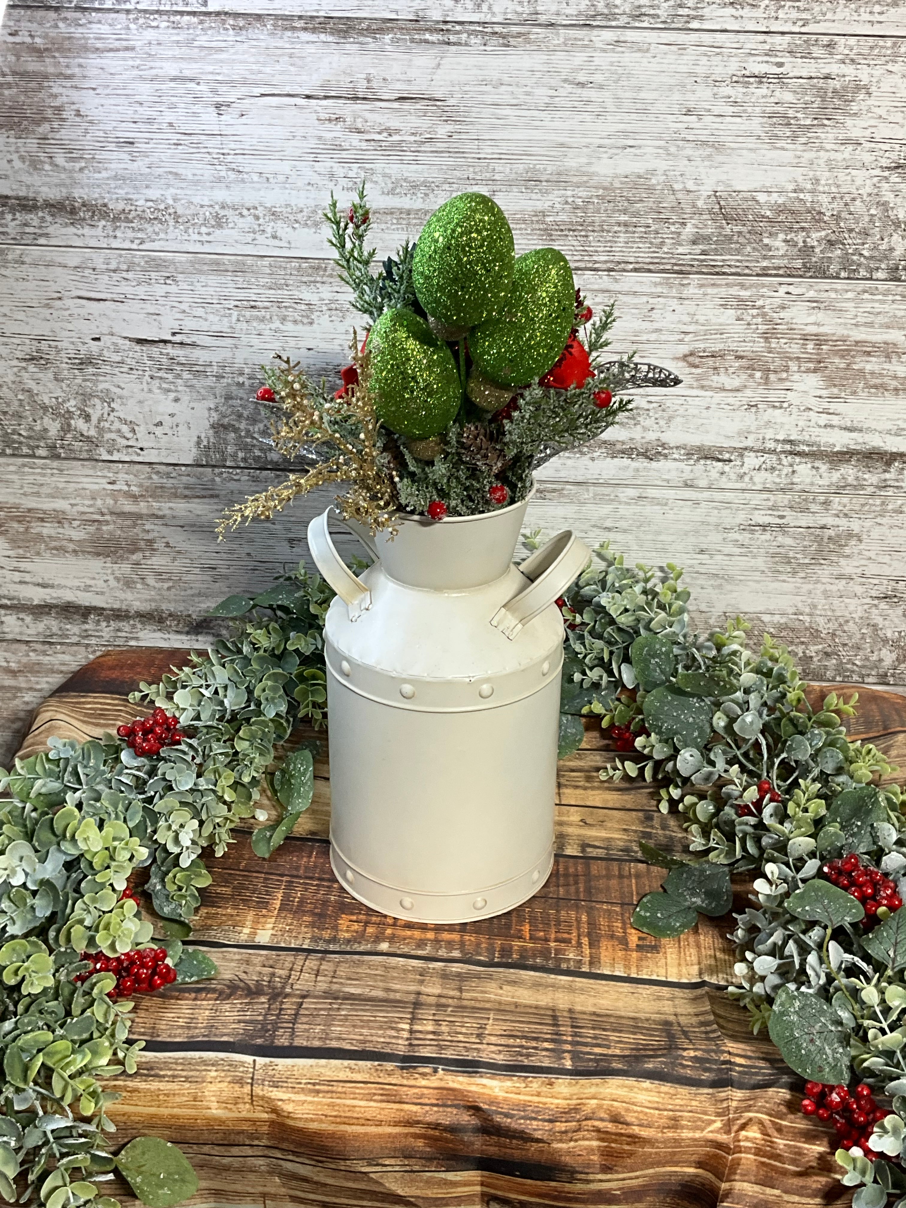 Sola Wood Flower Christmas Milk Can