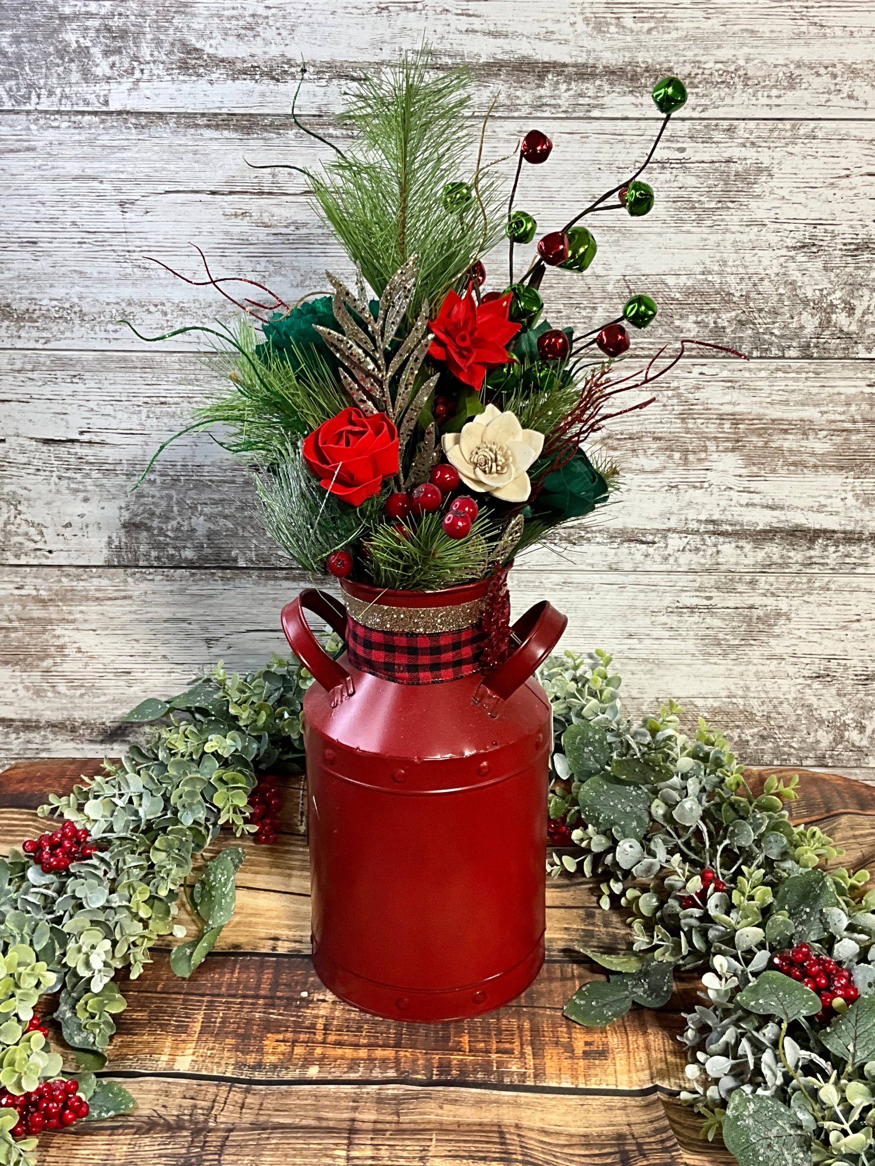 Sola Wood Flower Christmas Milk Can
