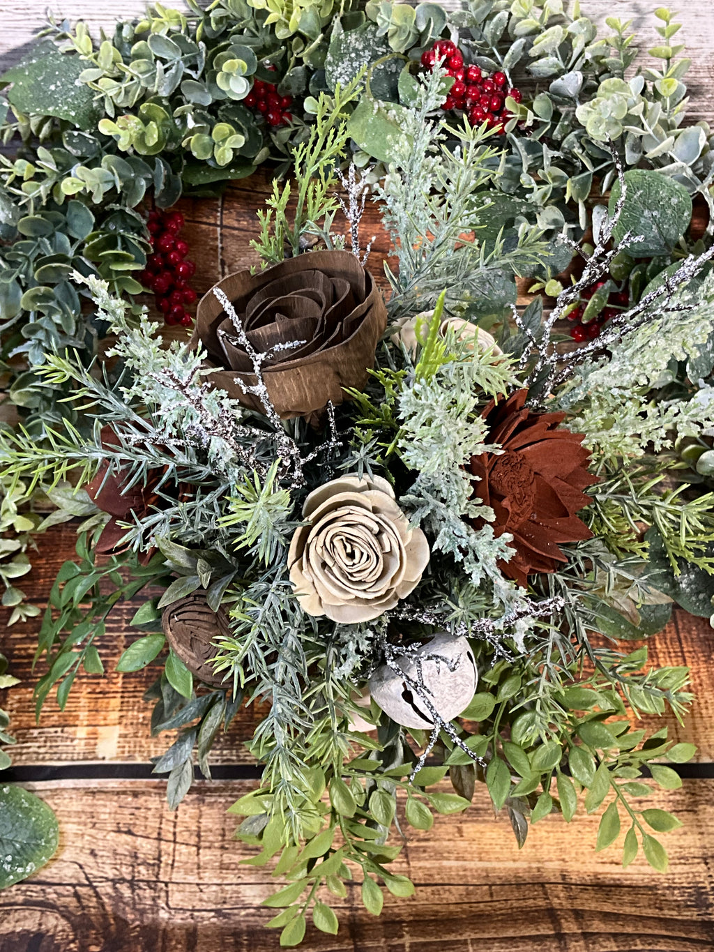 Nature’s Bliss- Handcrafted Sola Wood Christmas Centerpiece