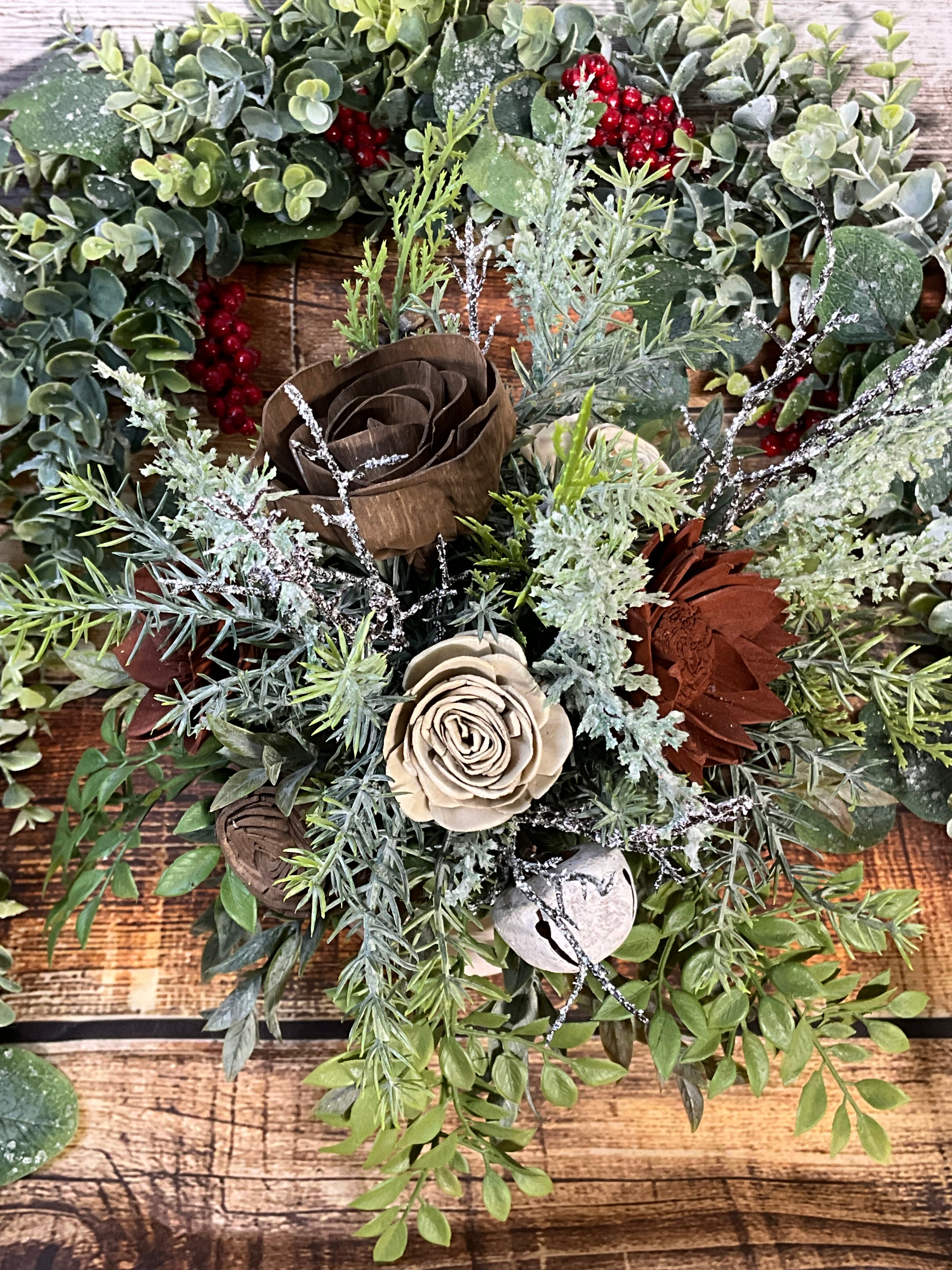 Nature’s Bliss- Handcrafted Sola Wood Christmas Centerpiece