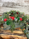 Christmas Garden Sola Wood Flower Centerpiece in Rustic Wooden Box
