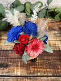 Patriotic Gnome - Red, White & Blue Sola Wood Flower Arrangement