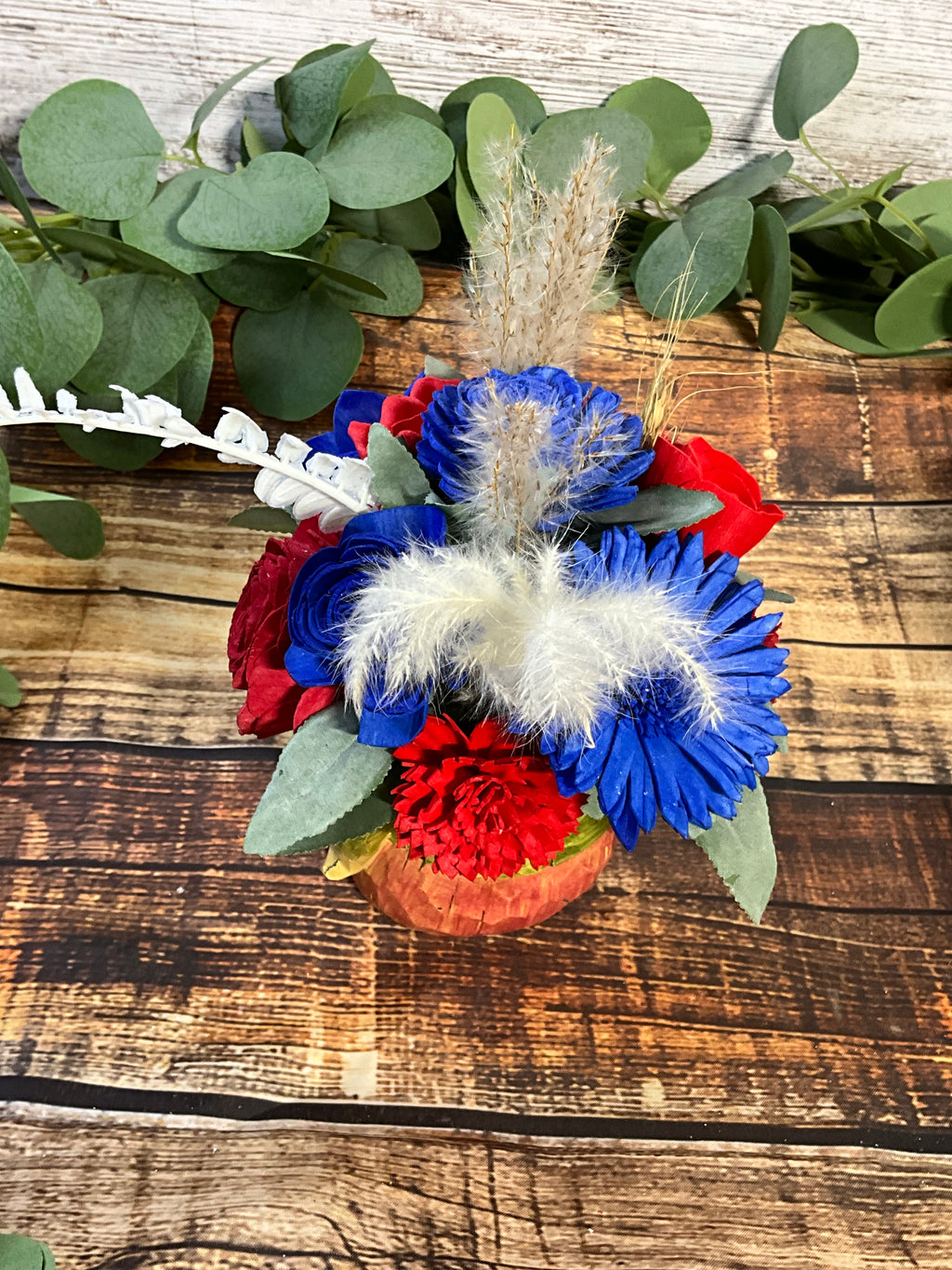 Patriotic Gnome - Red, White & Blue Sola Wood Flower Arrangement