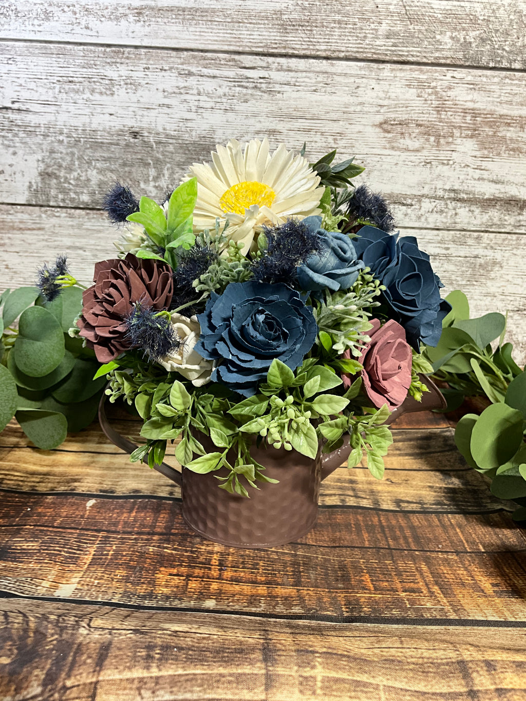 Sola Wood Flower Watering Can Arrangement Centerpiece