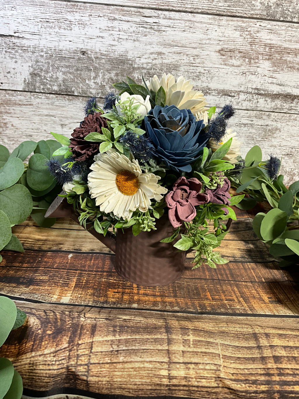 Sola Wood Flower Watering Can Arrangement Centerpiece