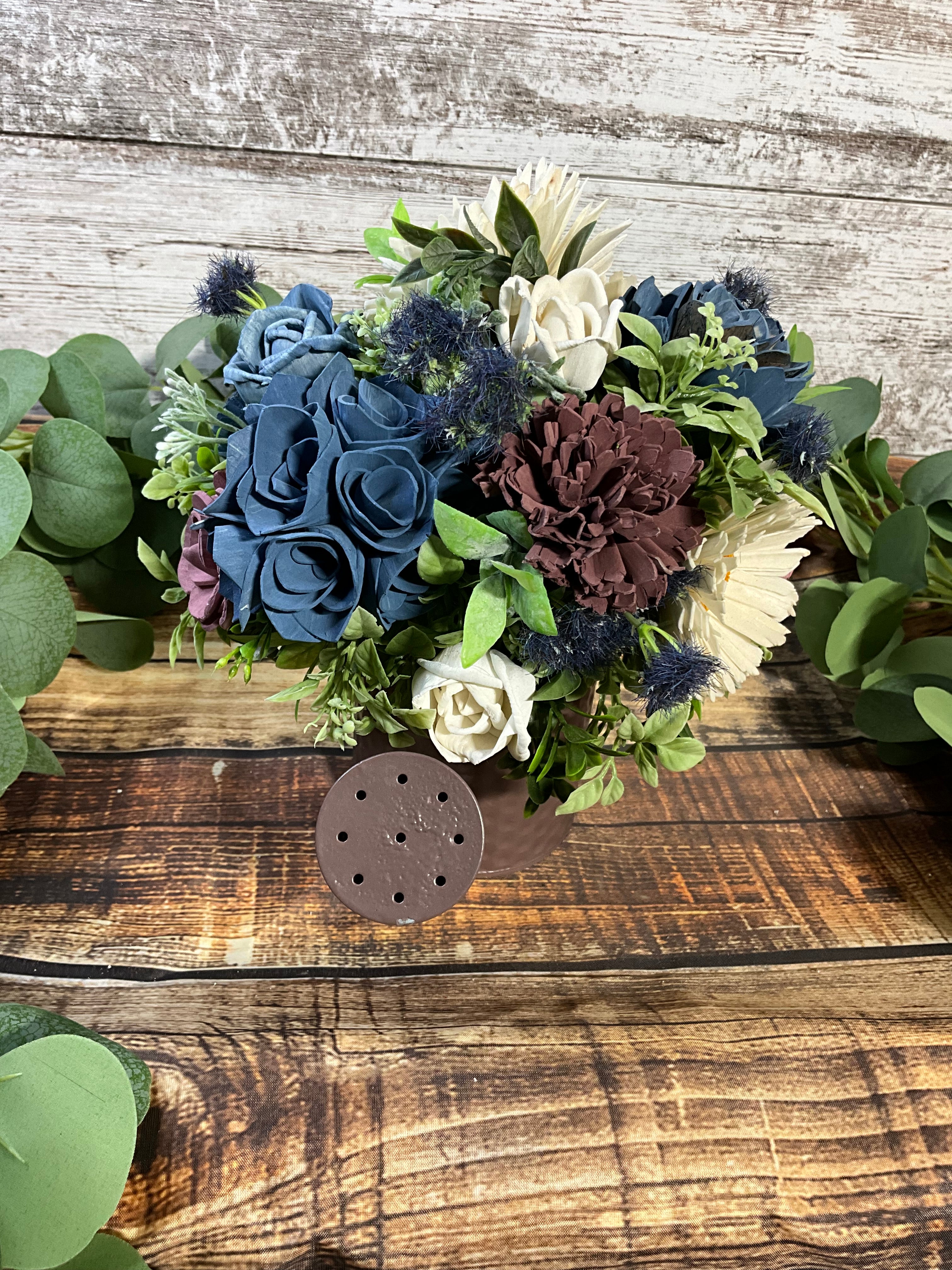 Sola Wood Flower Watering Can Arrangement Centerpiece