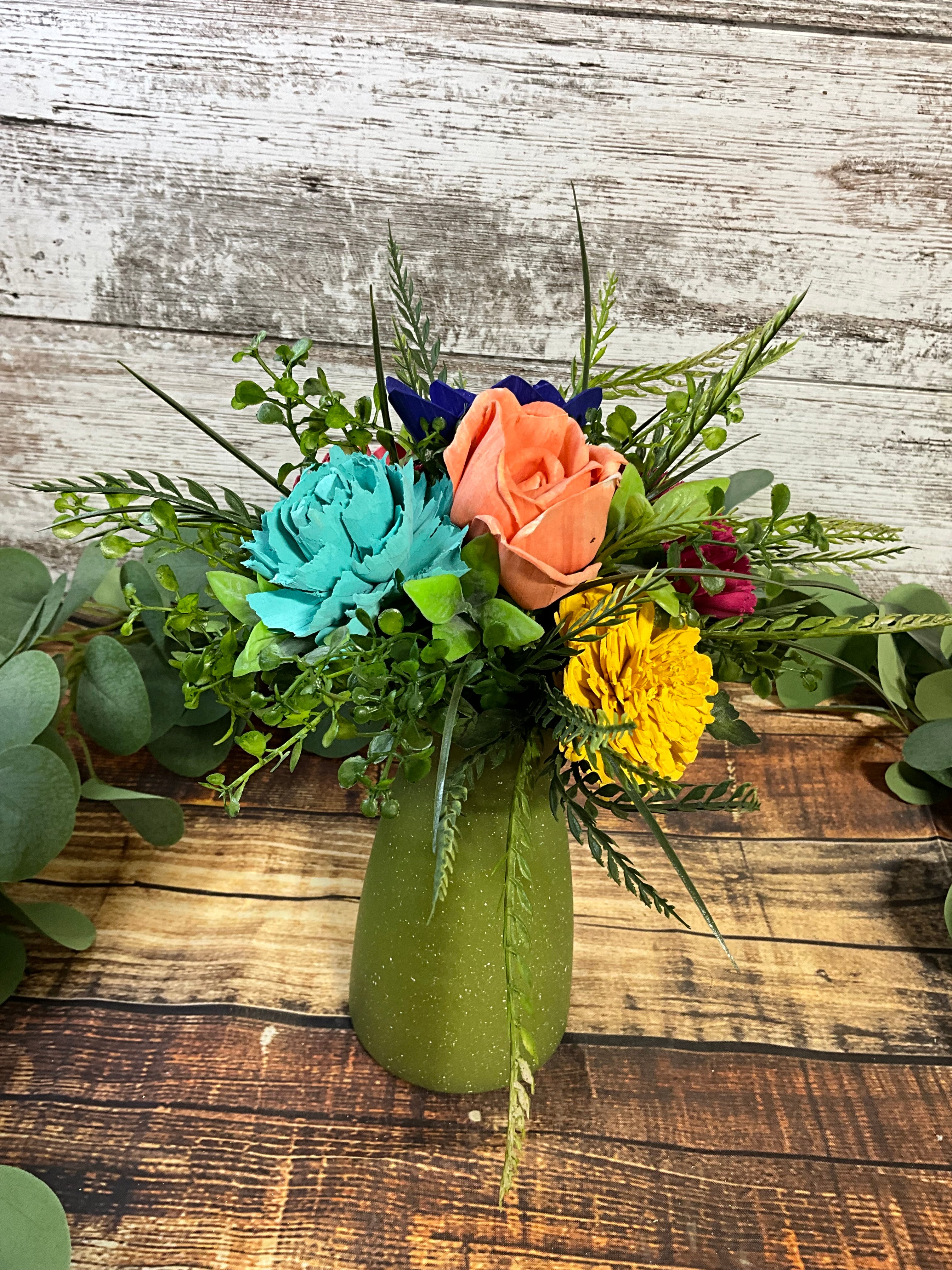 Vibrant Rainbow Sola Wood Arrangement
