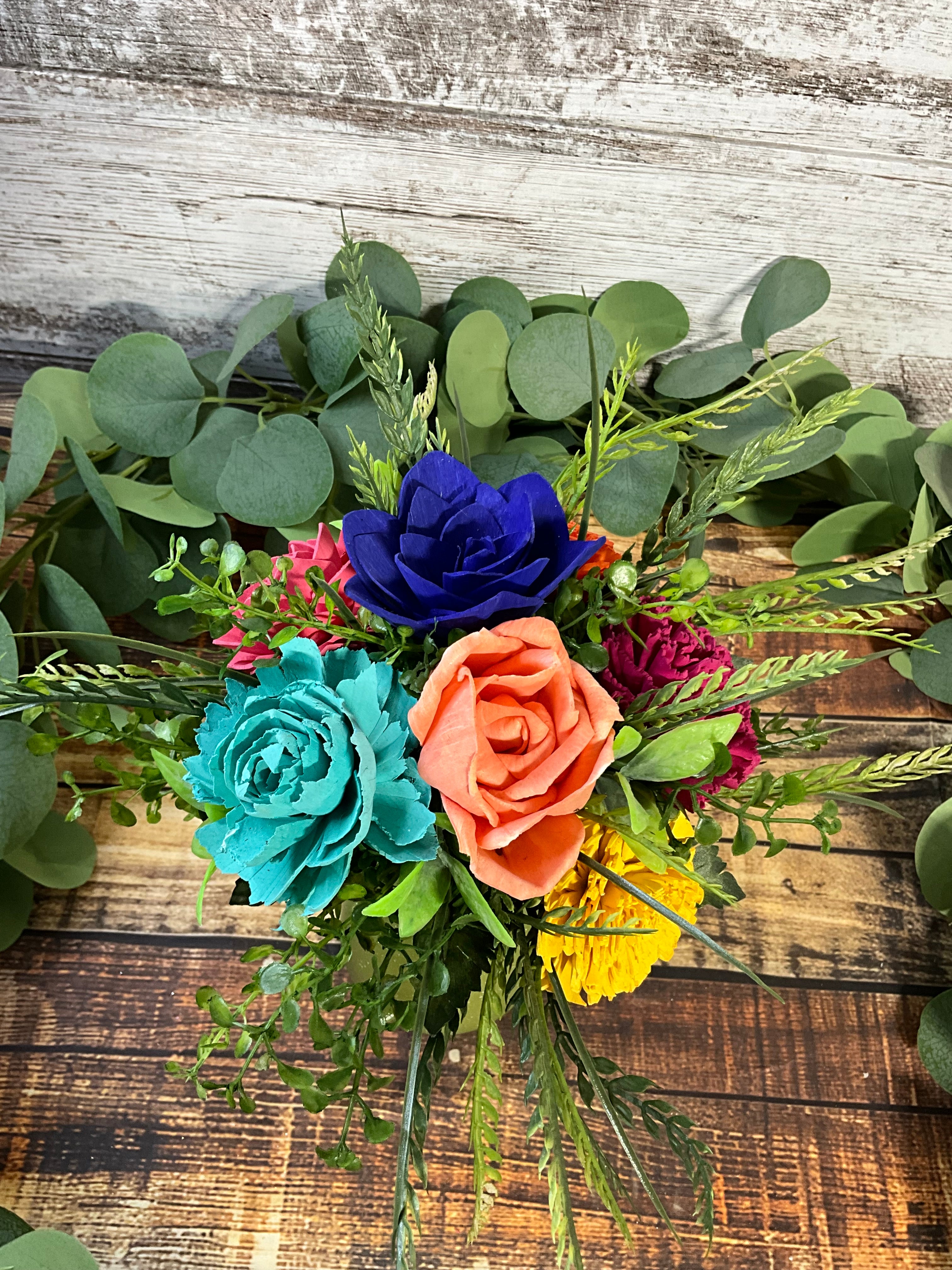 Vibrant Rainbow Sola Wood Arrangement