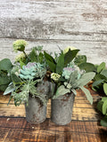 Sage Green Succulent Arrangement in Galvanized Pot