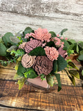 Dusty Rose & Mauve Sola Wood Flower Arrangement in Pink Vase
