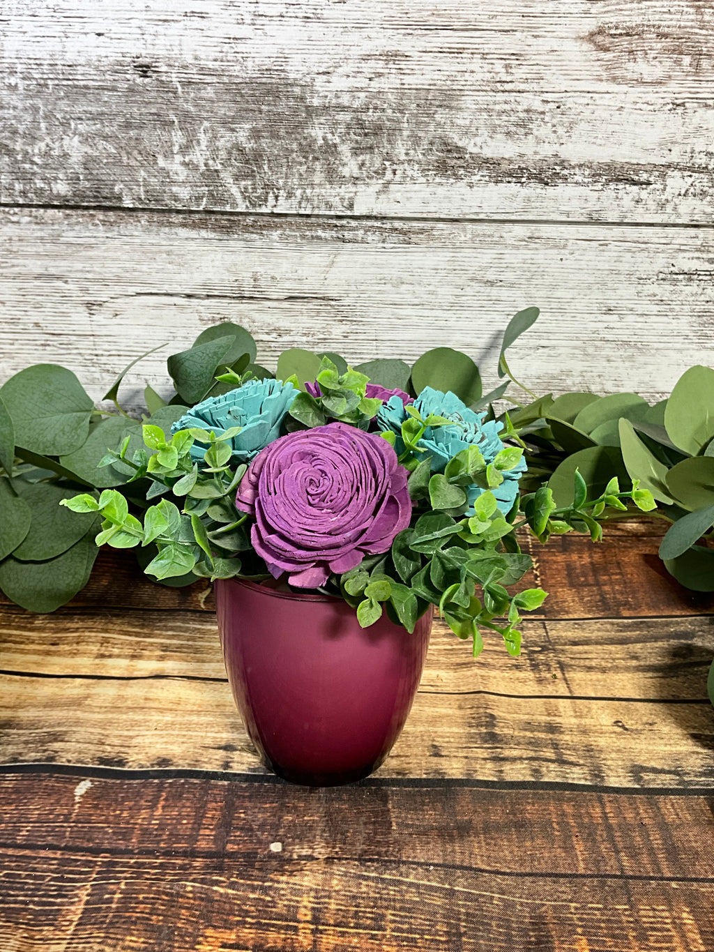 Purple Passion - Turquoise & Purple Sola Wood Flower Arrangement