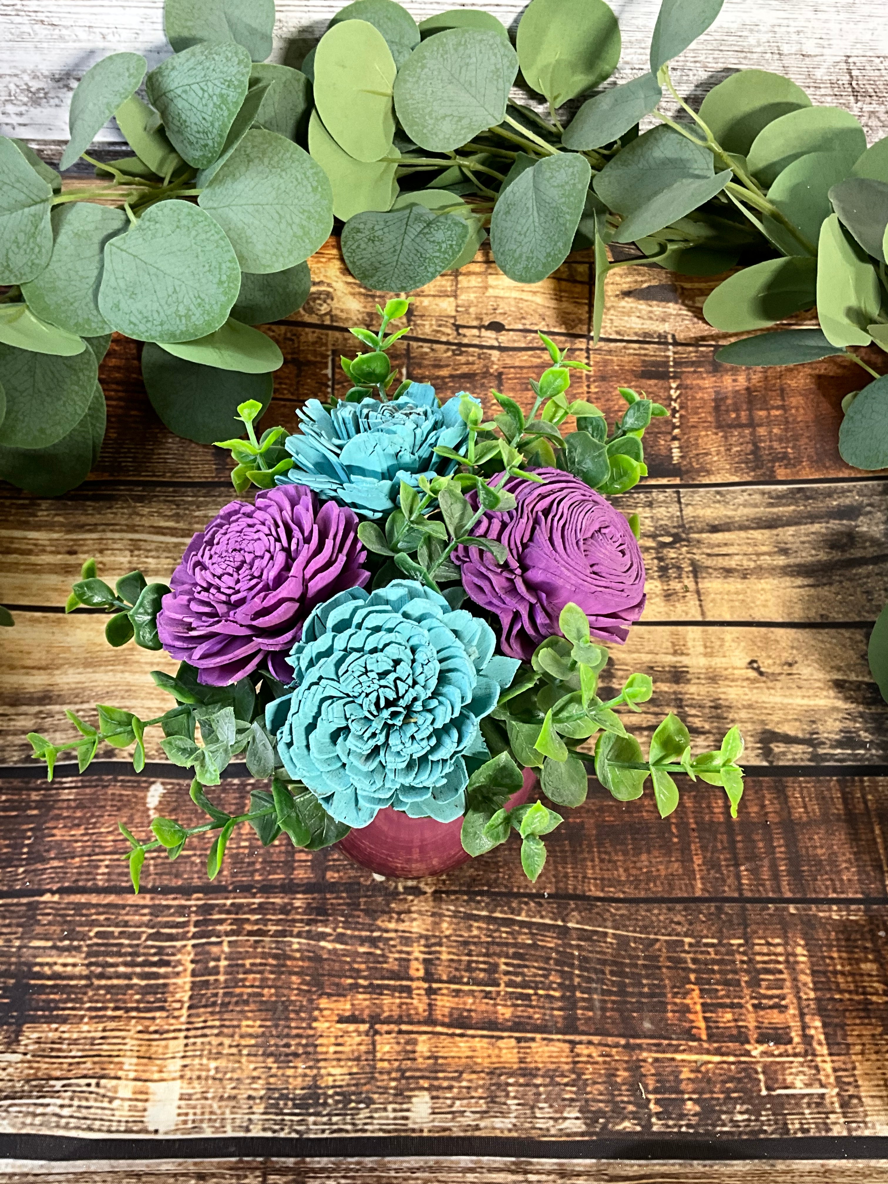 Purple Passion - Turquoise & Purple Sola Wood Flower Arrangement