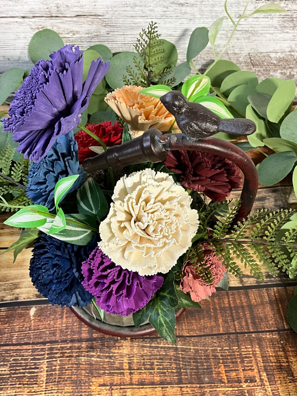 Garden Bird Bath - Sola Wood Flower Arrangement