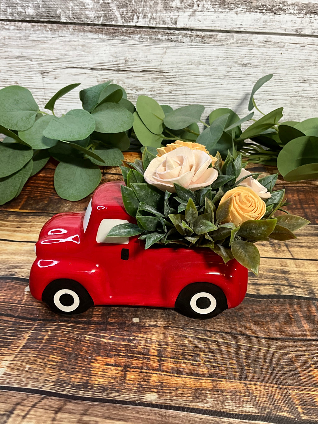 Little Red Truck Sola Wood Flower Arrangement