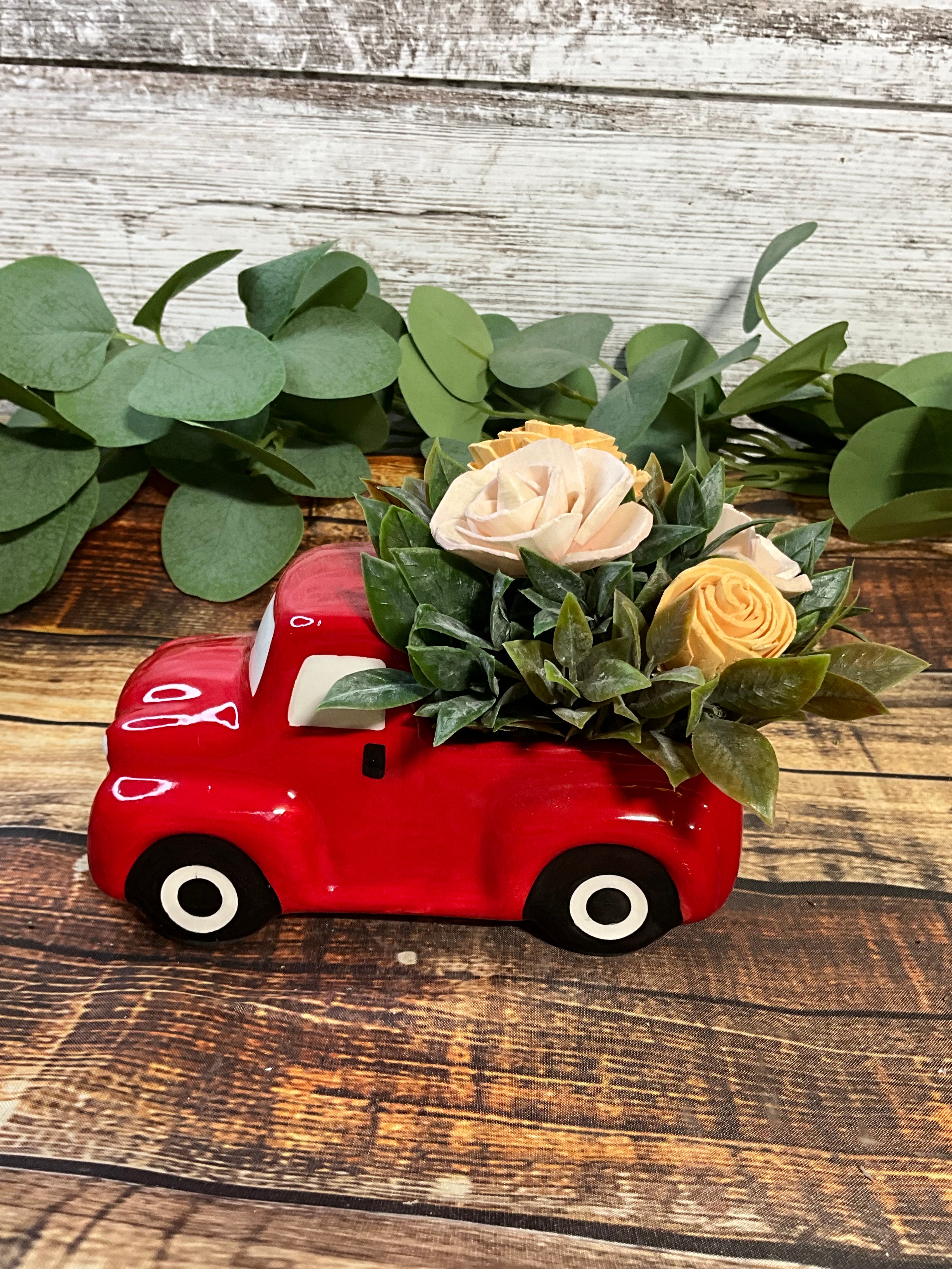 Little Red Truck Sola Wood Flower Arrangement
