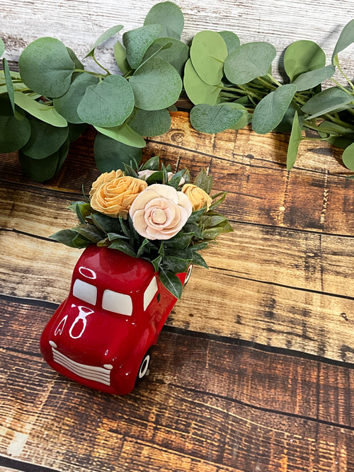 Little Red Truck Sola Wood Flower Arrangement - Joni’s Sola Ever After, LLC