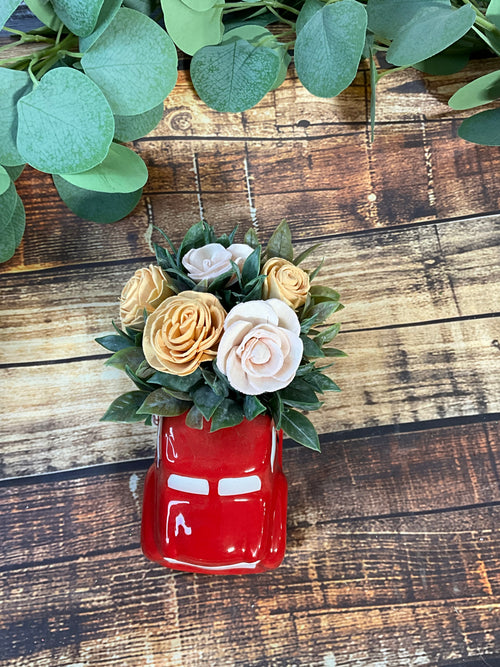 Little Red Truck Sola Wood Flower Arrangement - Joni’s Sola Ever After, LLC