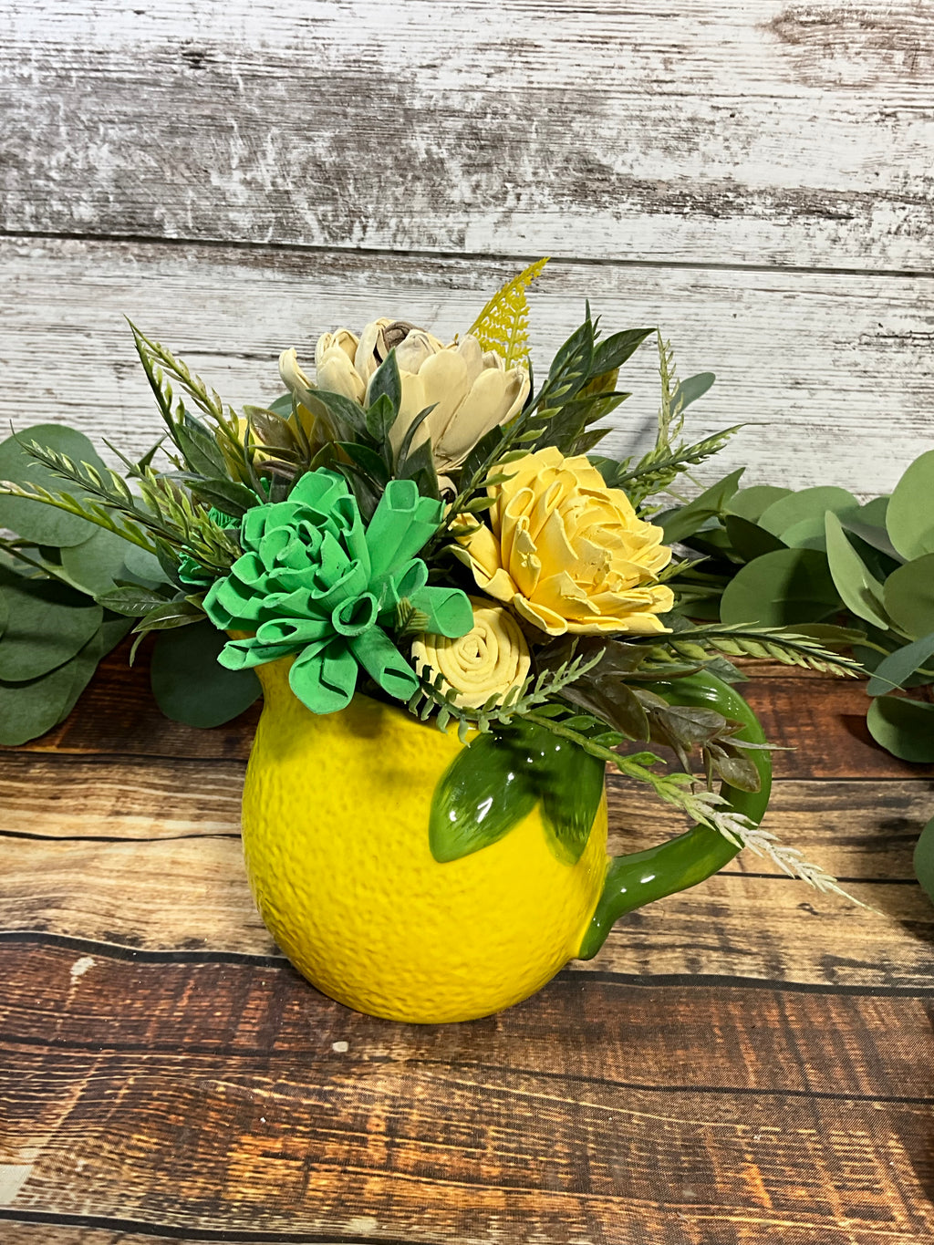 Lemon Drop Sola Wood Flower Arrangement