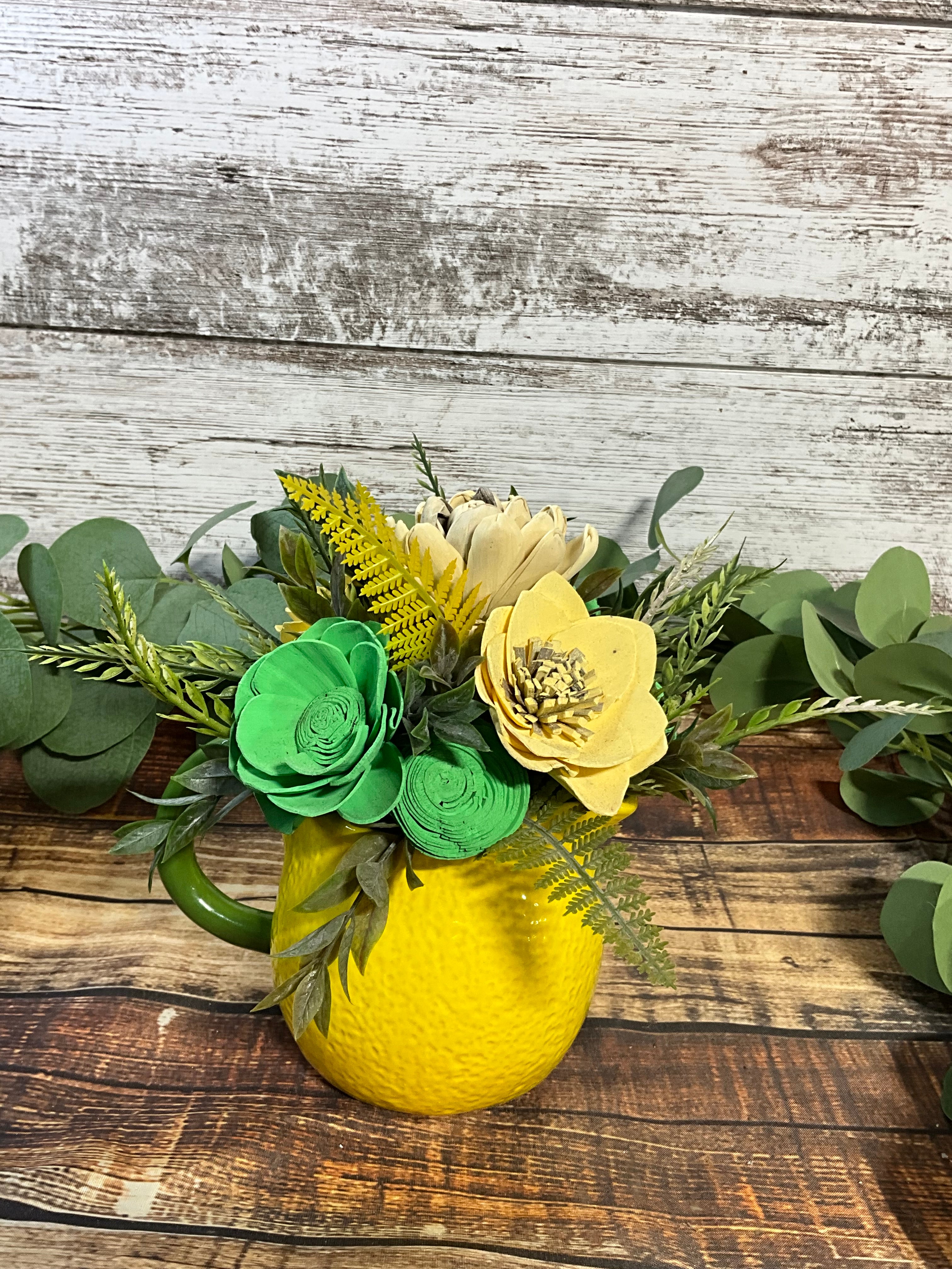 Lemon Drop Sola Wood Flower Arrangement
