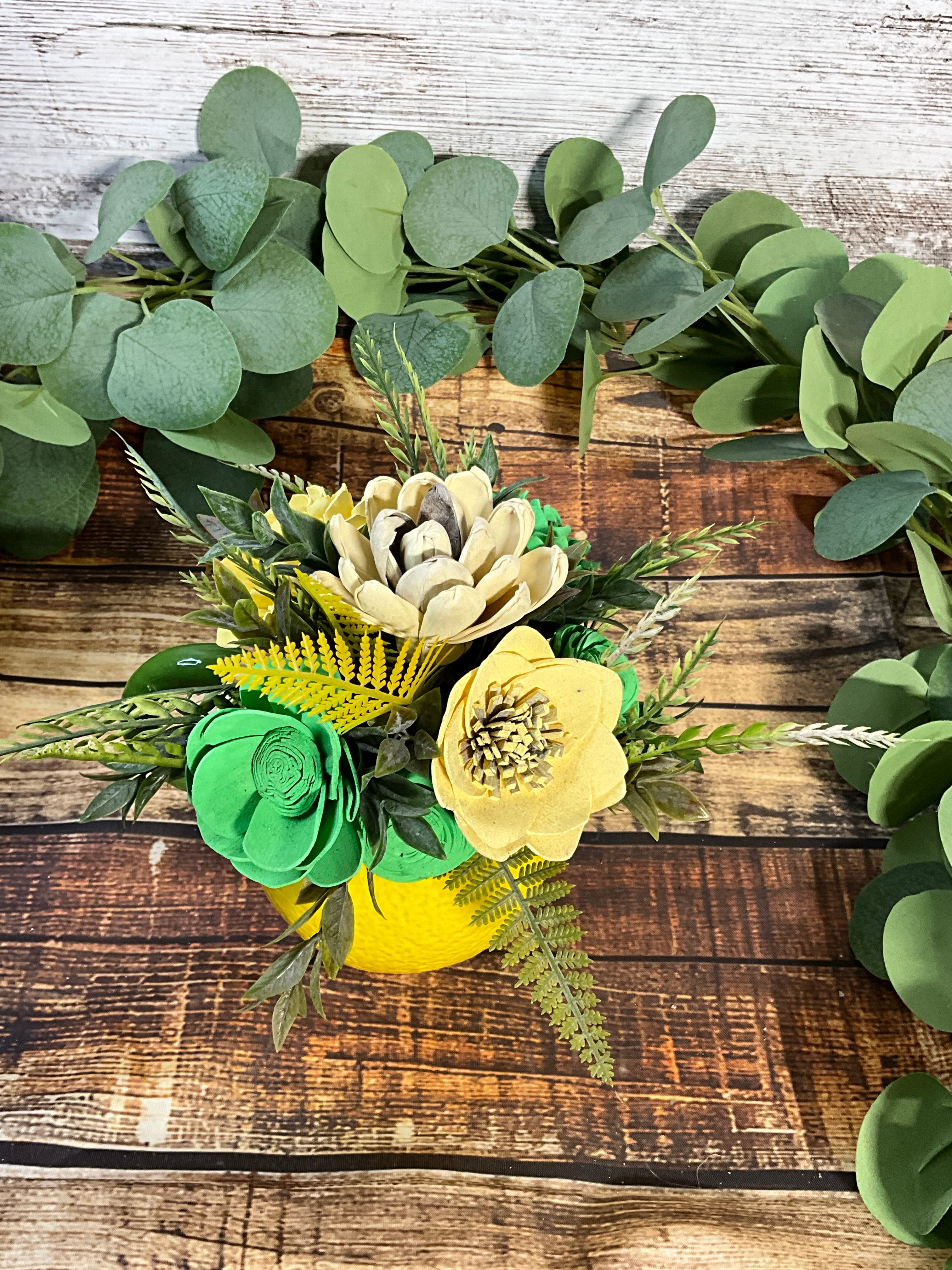 Lemon Drop Sola Wood Flower Arrangement