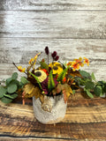 Autumn Wildflower - Golden Yellow & Plum Sola Wood Arrangement