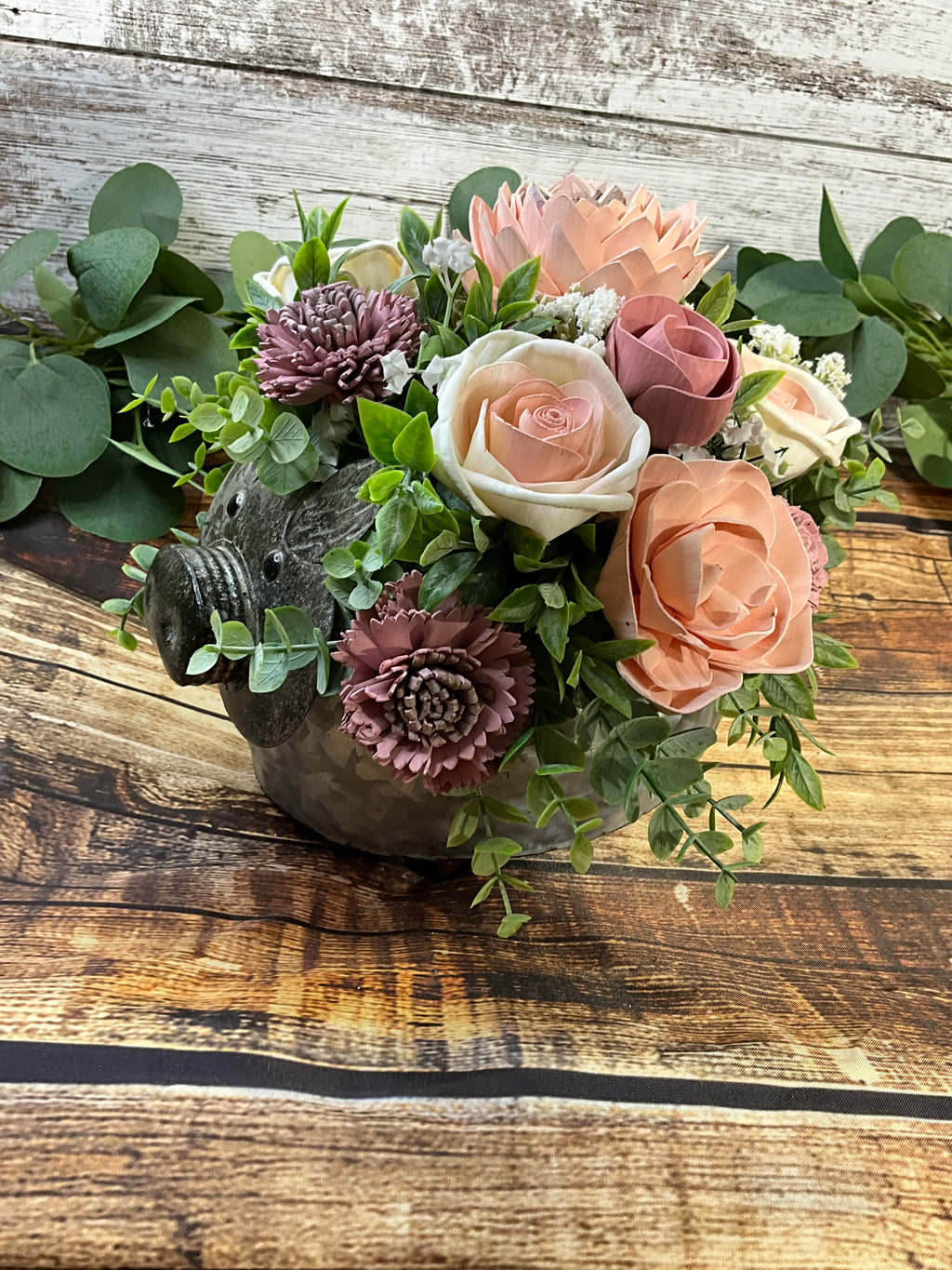 Pretty in Piggy - Farmhouse Sola Wood Arrangement