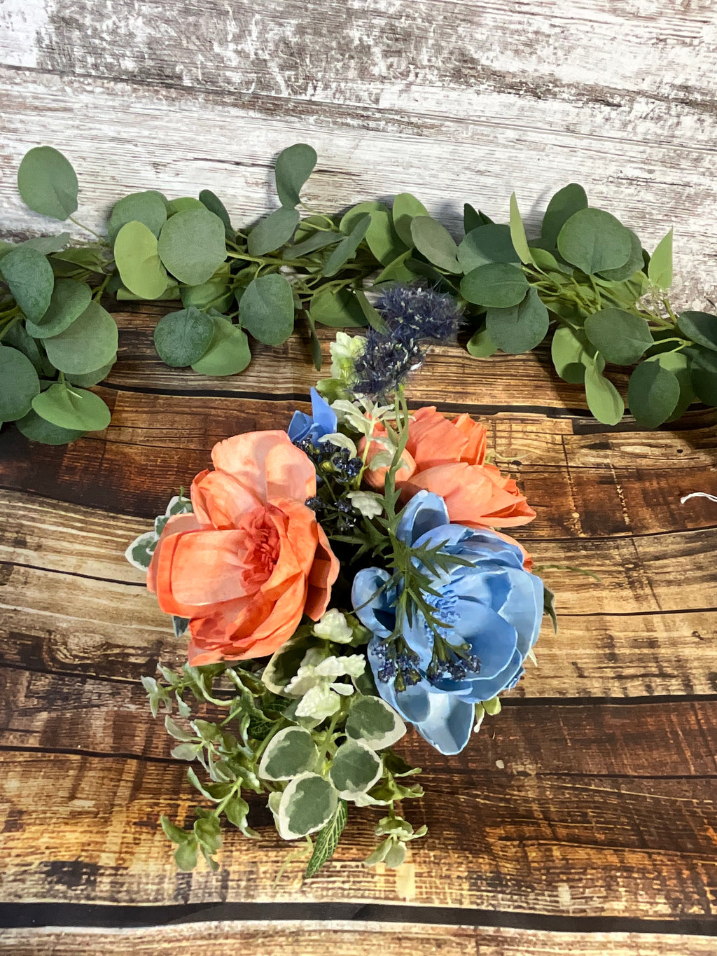 Coastal Sunset - Baby Blue & Orange Tie-Dye Sola Wood Arrangement