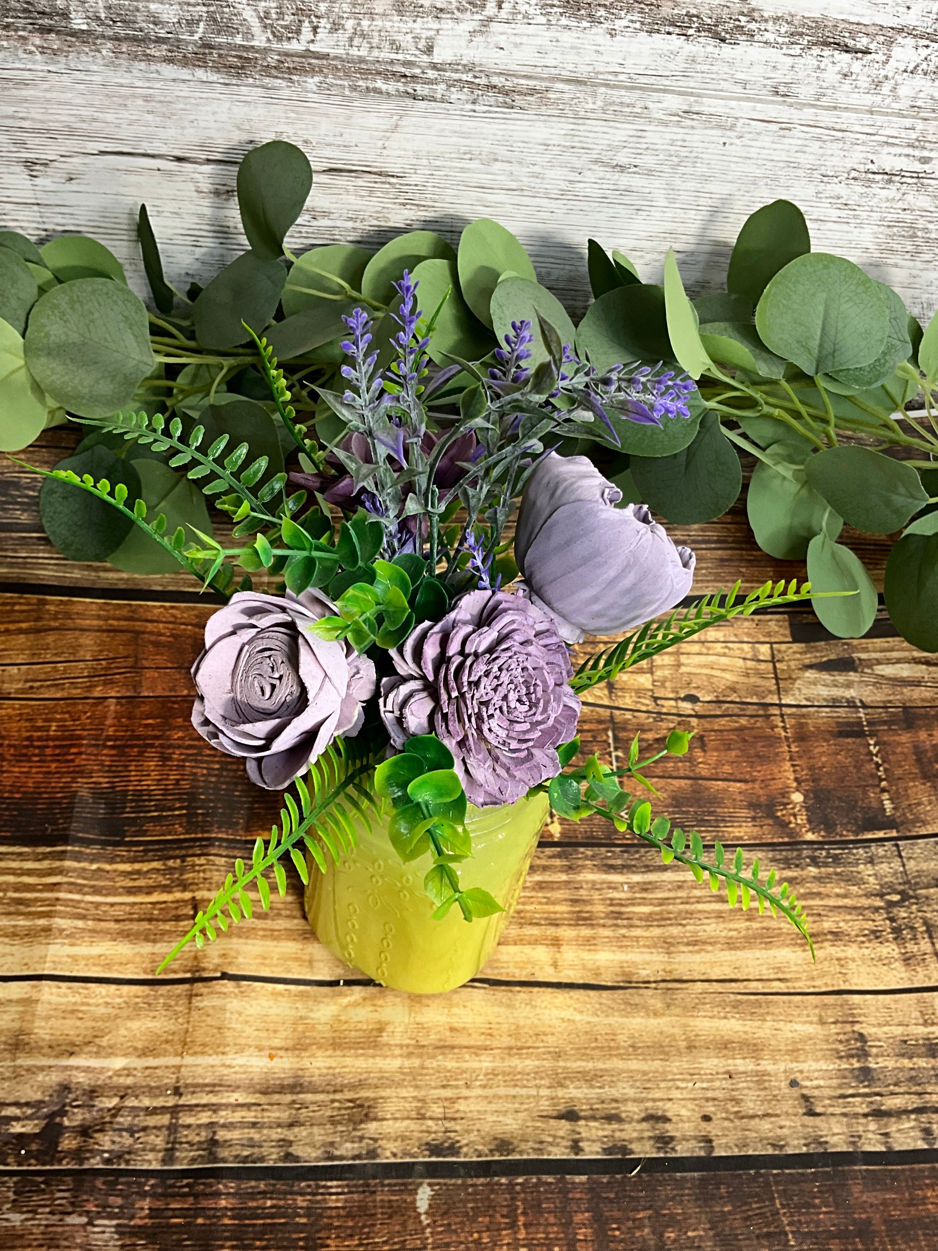 Lavender Chartreuse - Purple & Green Sola Wood Flower Arrangements