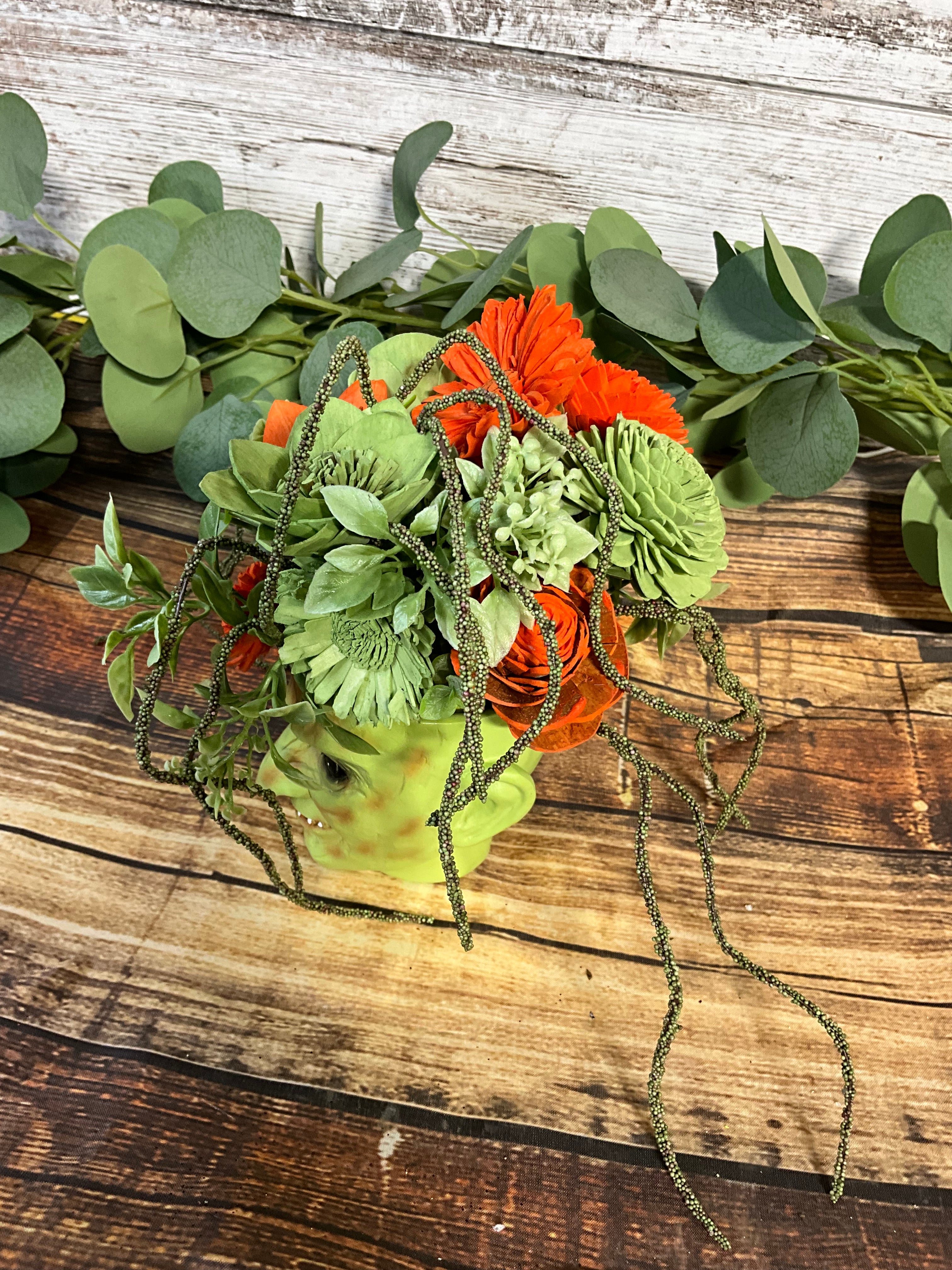 Wicked Witch Sola Wood Flower Arrangement - Halloween Centerpiece