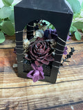 Haunted Lantern - Gothic Skeleton & Purple Roses
