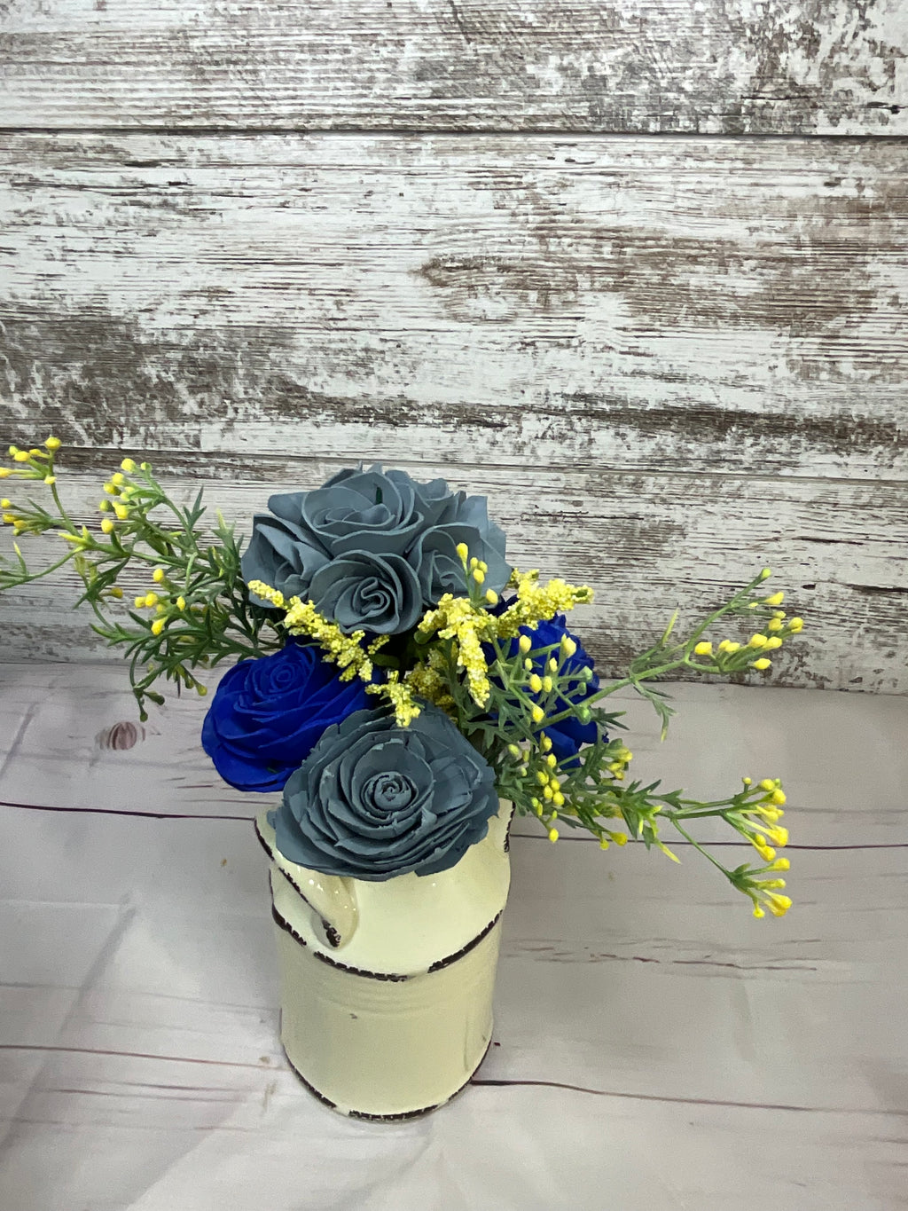 Sola Wood Flower Arrangement in Rustic Cream Vase