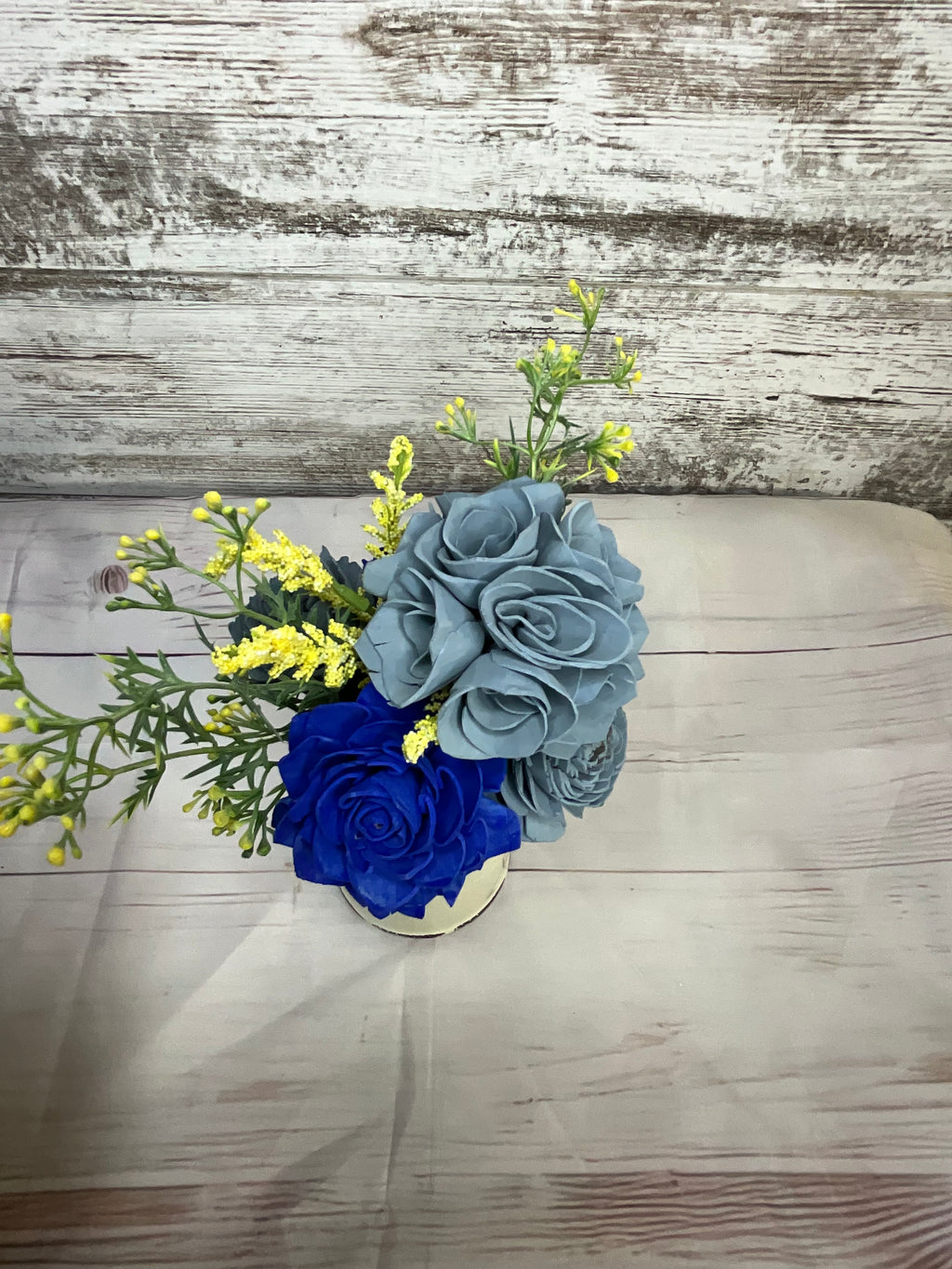 Sola Wood Flower Arrangement in Rustic Cream Vase