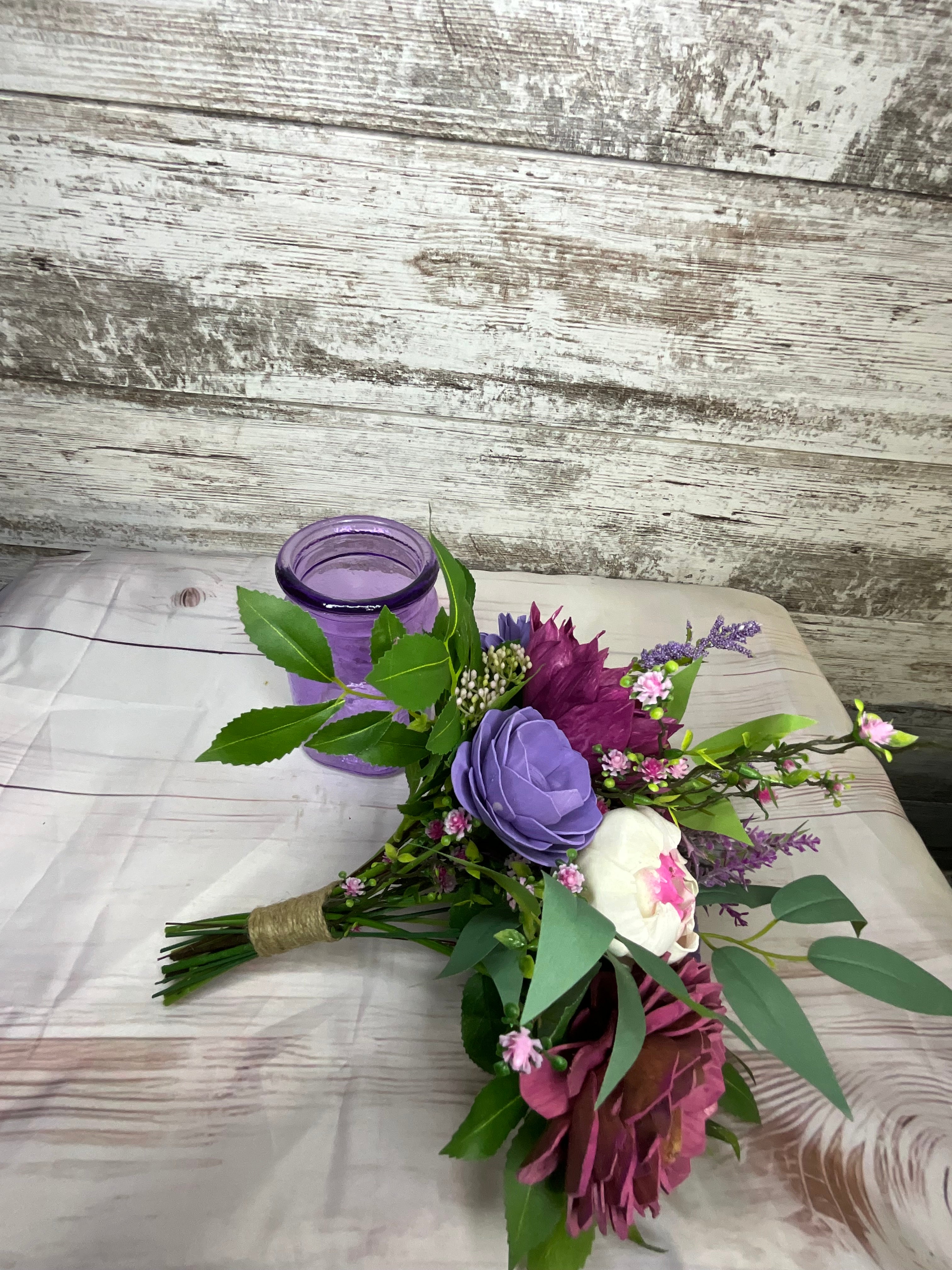 Lavender Dreams Sola Wood Flower Arrangement in Purple Mason Jar