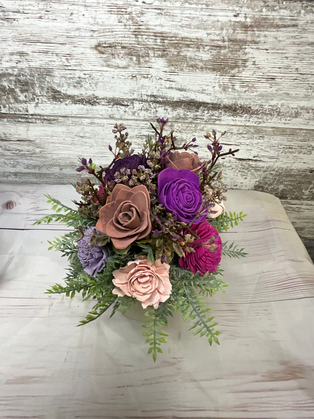 Lovebirds Garden Sola Wood Flower Arrangement in Whimsical Pitcher