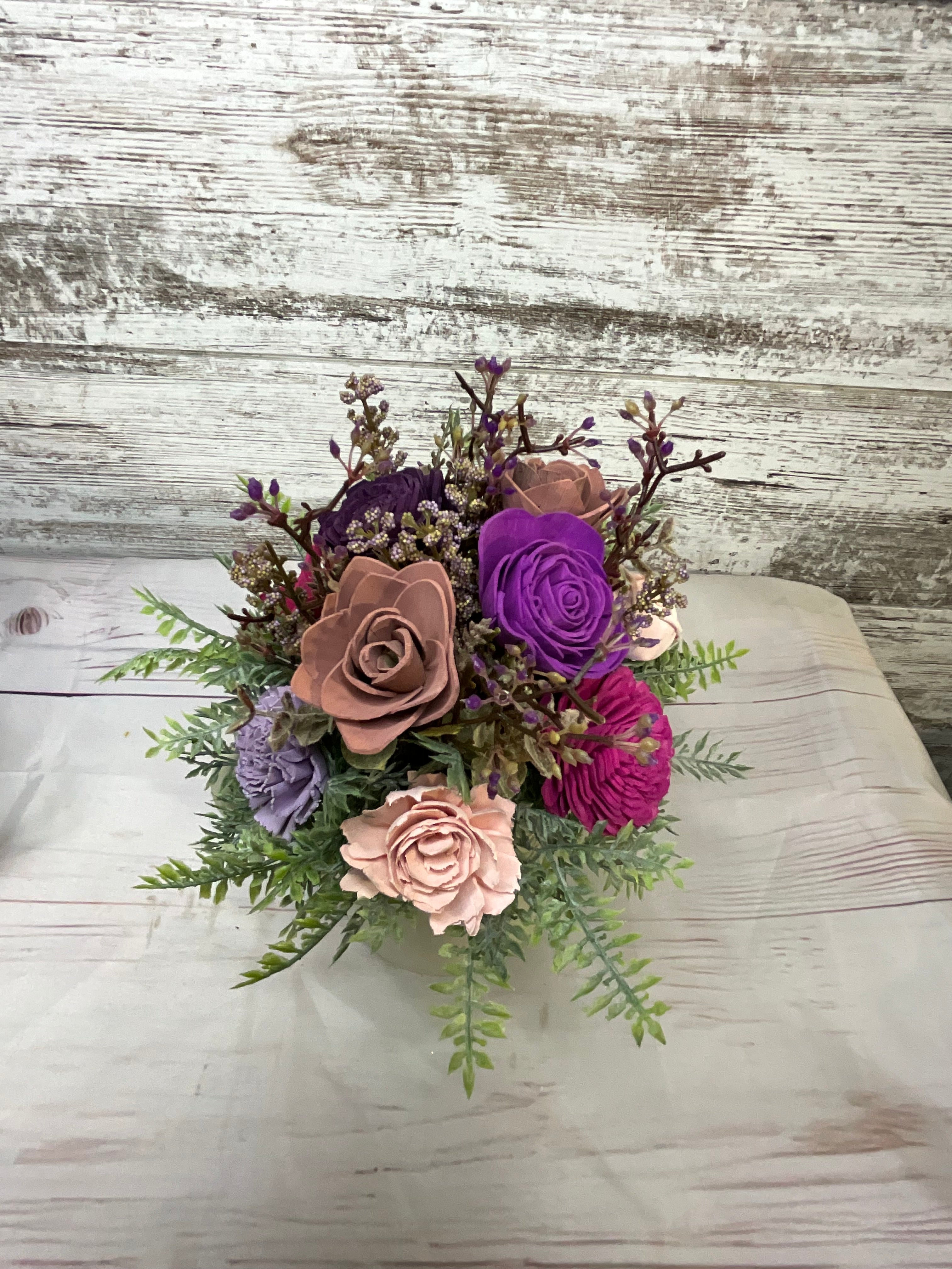 Lovebirds Garden Sola Wood Flower Arrangement in Whimsical Pitcher