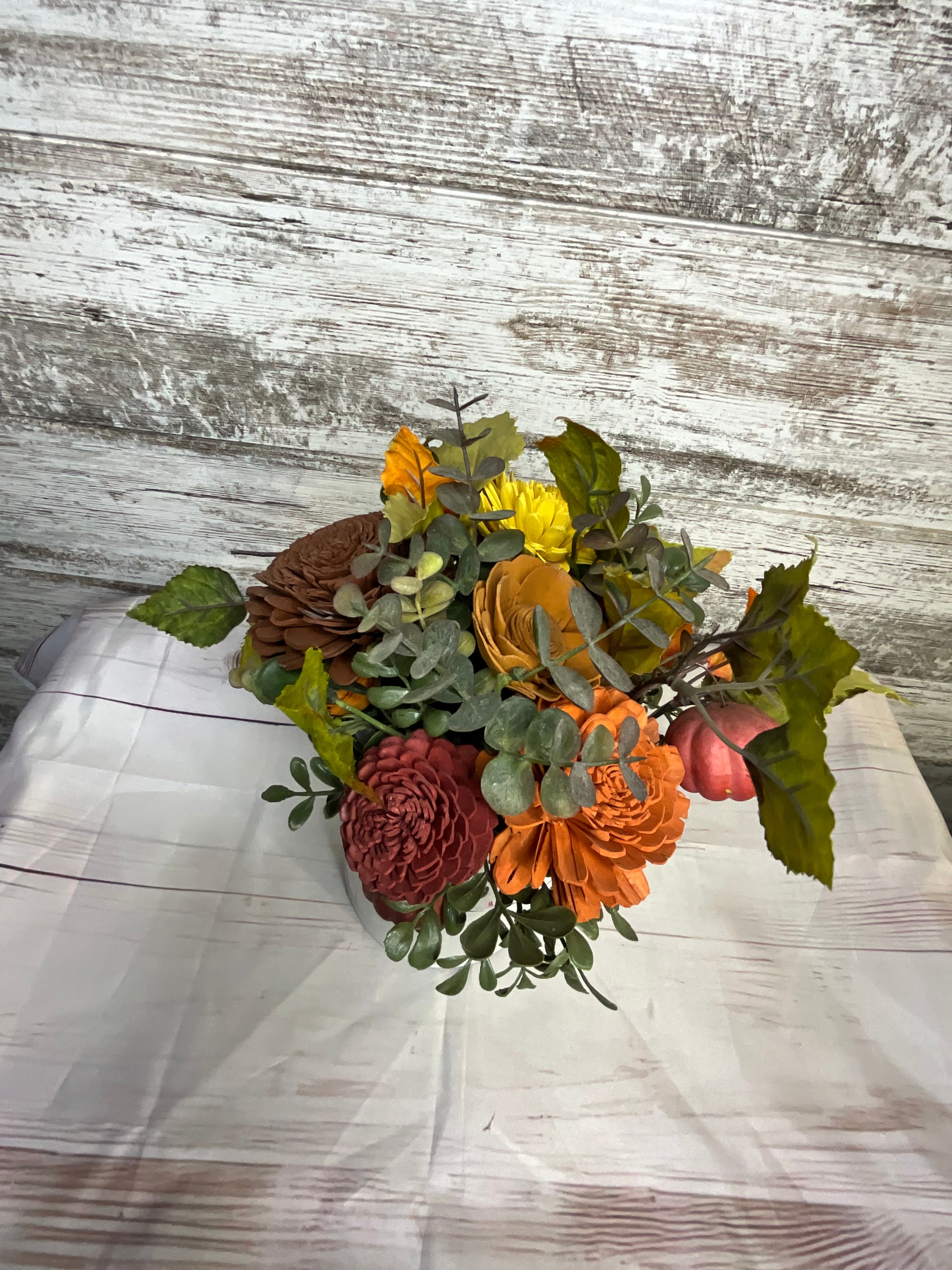 Harvest Truck Sola Wood Flower Arrangement in Vintage Milk Can