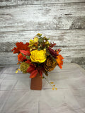 falling Leaves Sola Wood Flower Arrangement in Rustic Vase