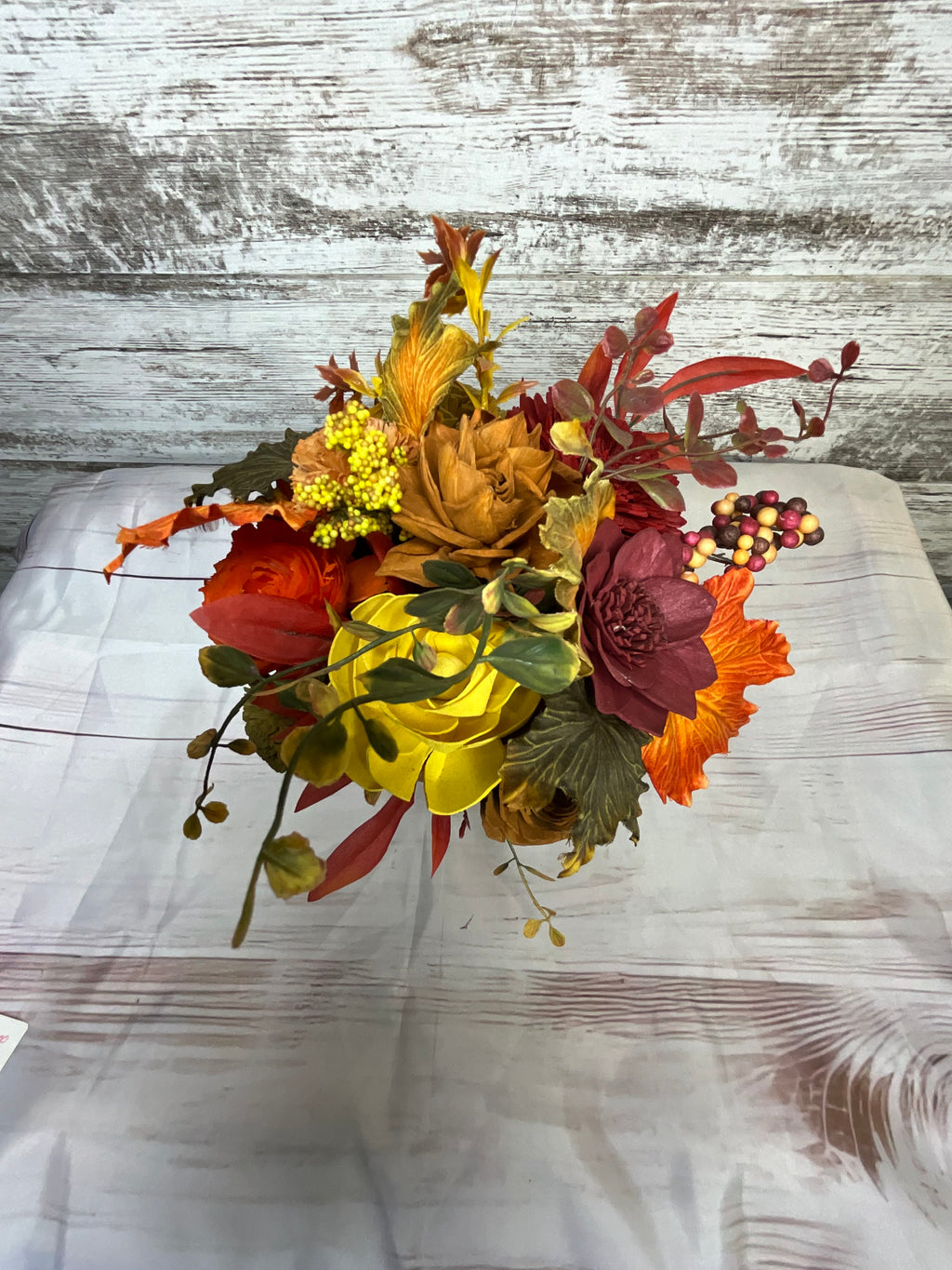 falling Leaves Sola Wood Flower Arrangement in Rustic Vase