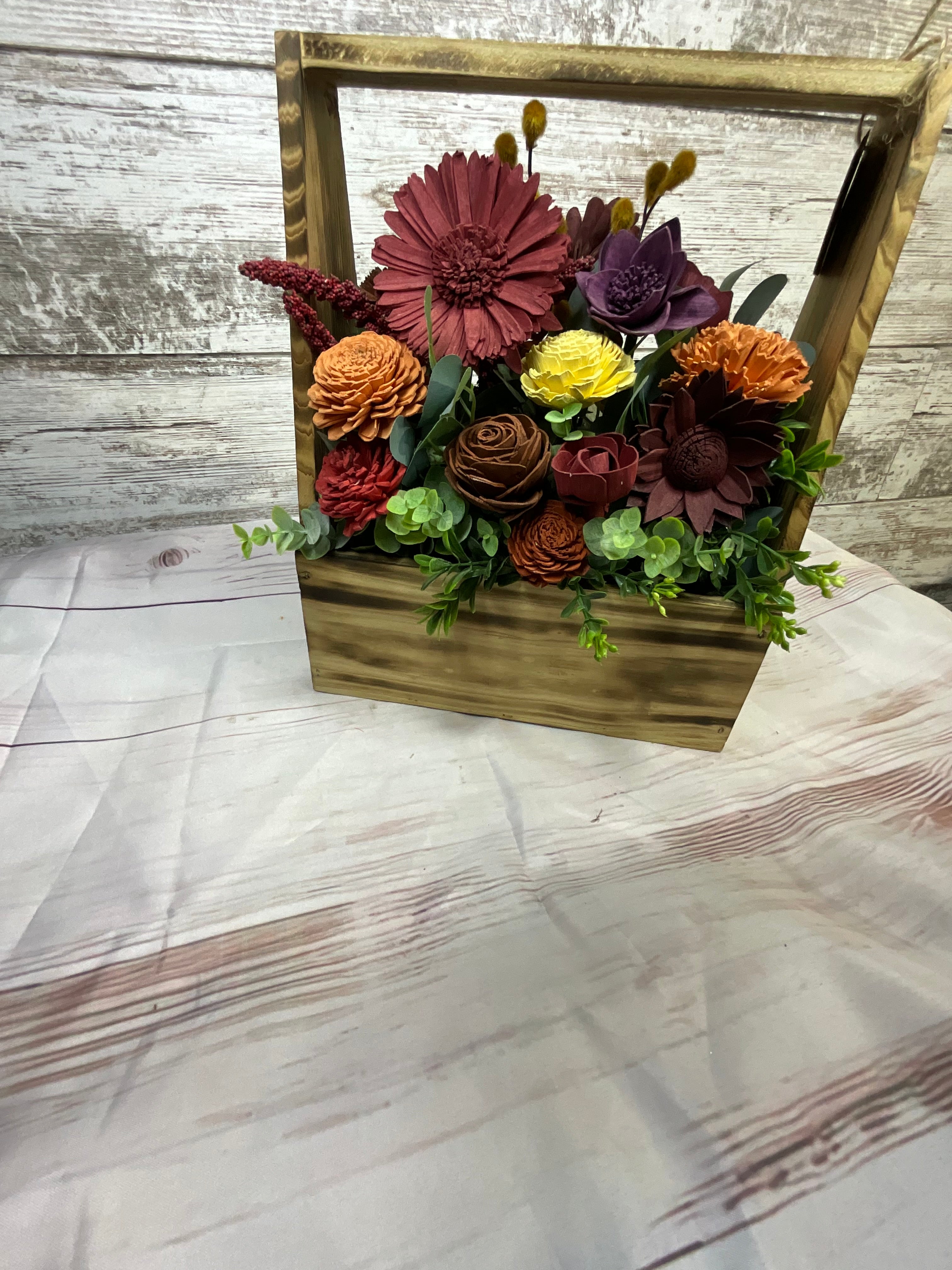 Rustic Toolbox Sola Wood Flower Arrangement