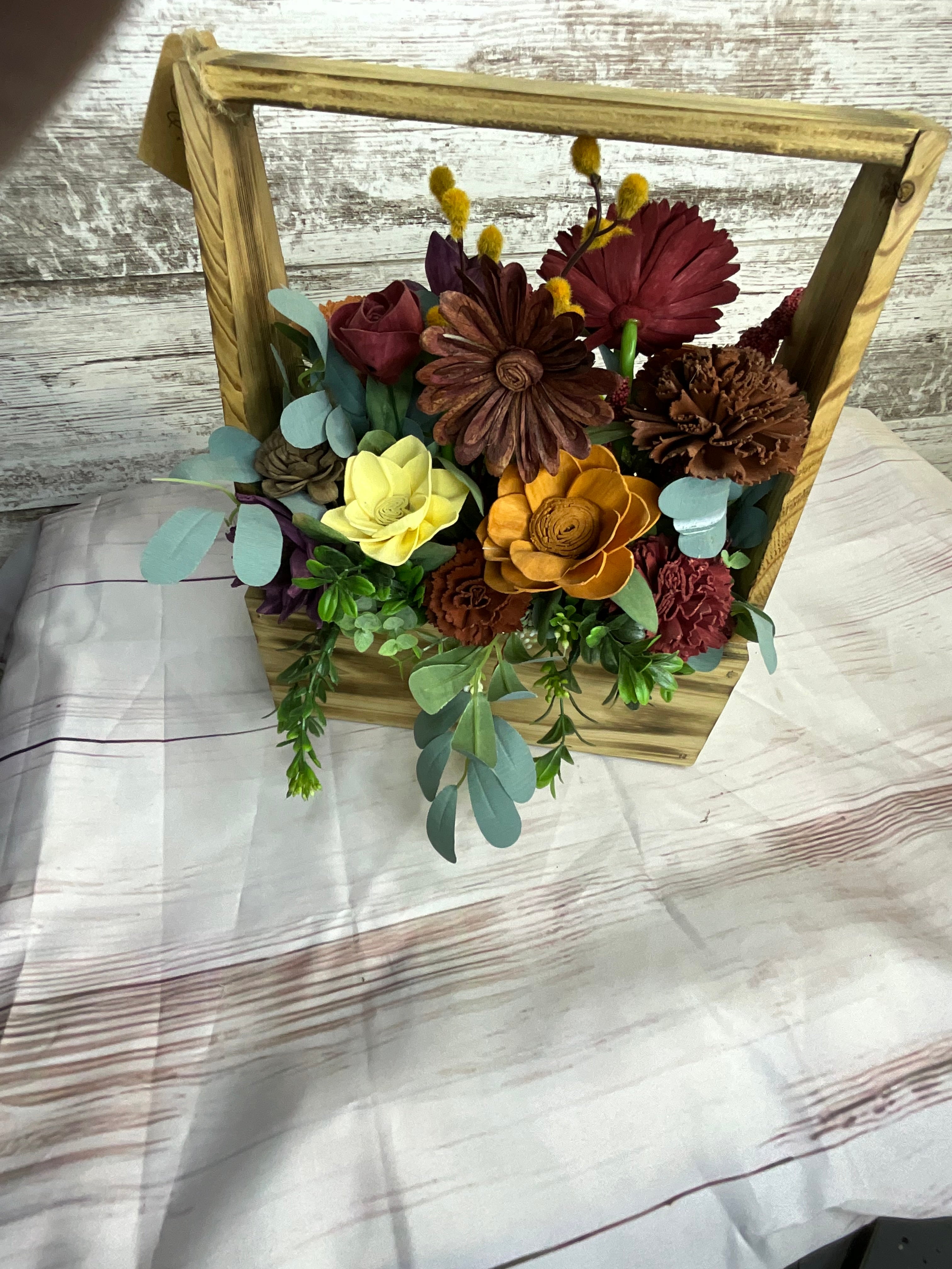 Rustic Toolbox Sola Wood Flower Arrangement