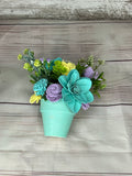 Spring Garden Sola Wood Flower Arrangement in Mint Pot