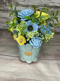 Coastal Breeze - Blue & Yellow Sola Wood Flower Arrangement
