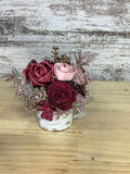 Burgundy & Blush Rose Tin Arrangement