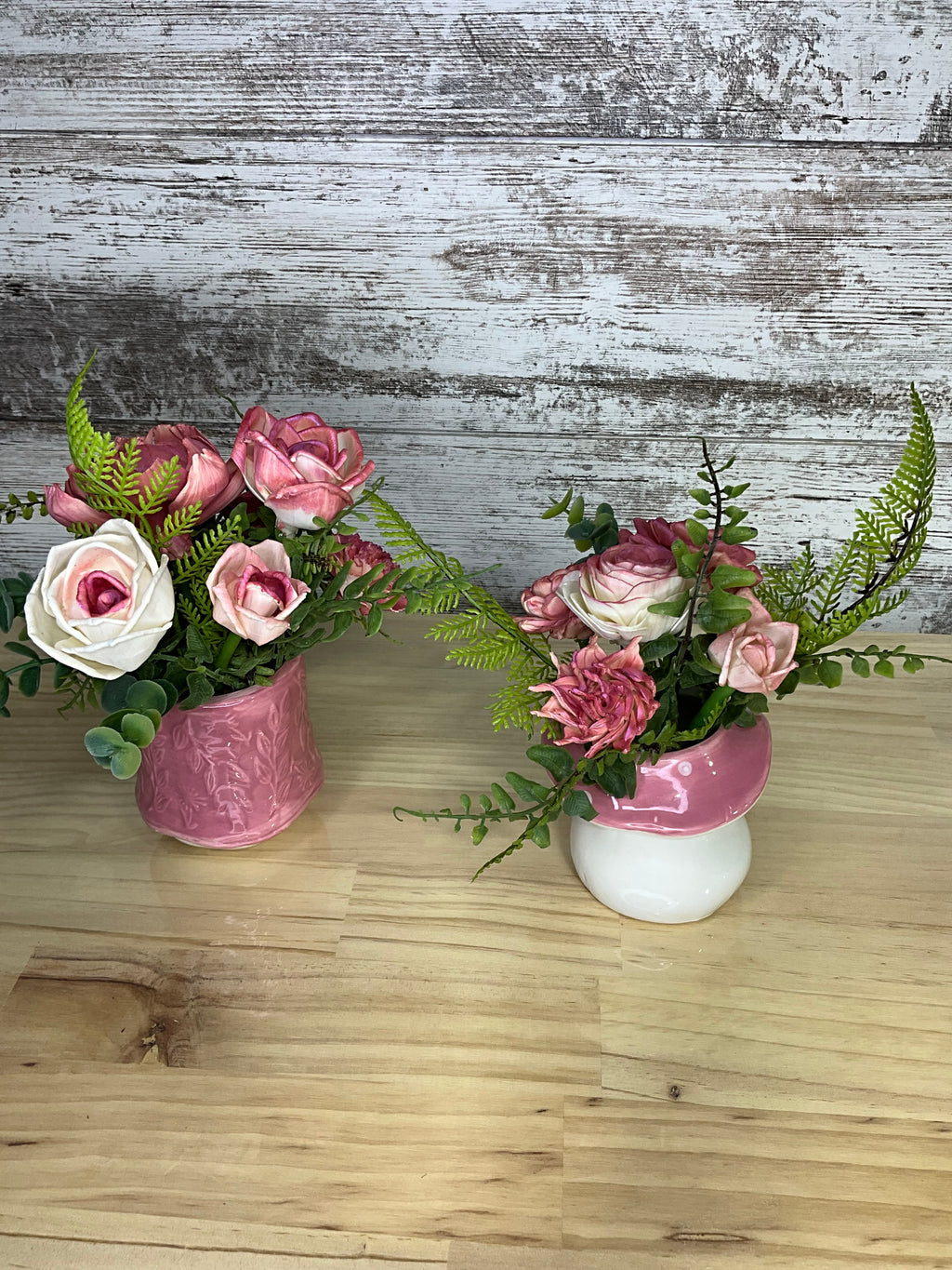 Pink Gnome Duo Sola Wood Rose Arrangements