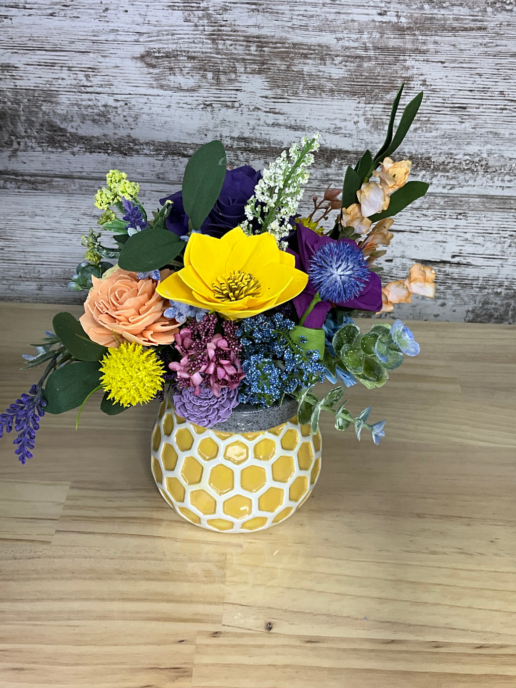 Honeycomb Bee Vase Sola Wood Flower Arrangement