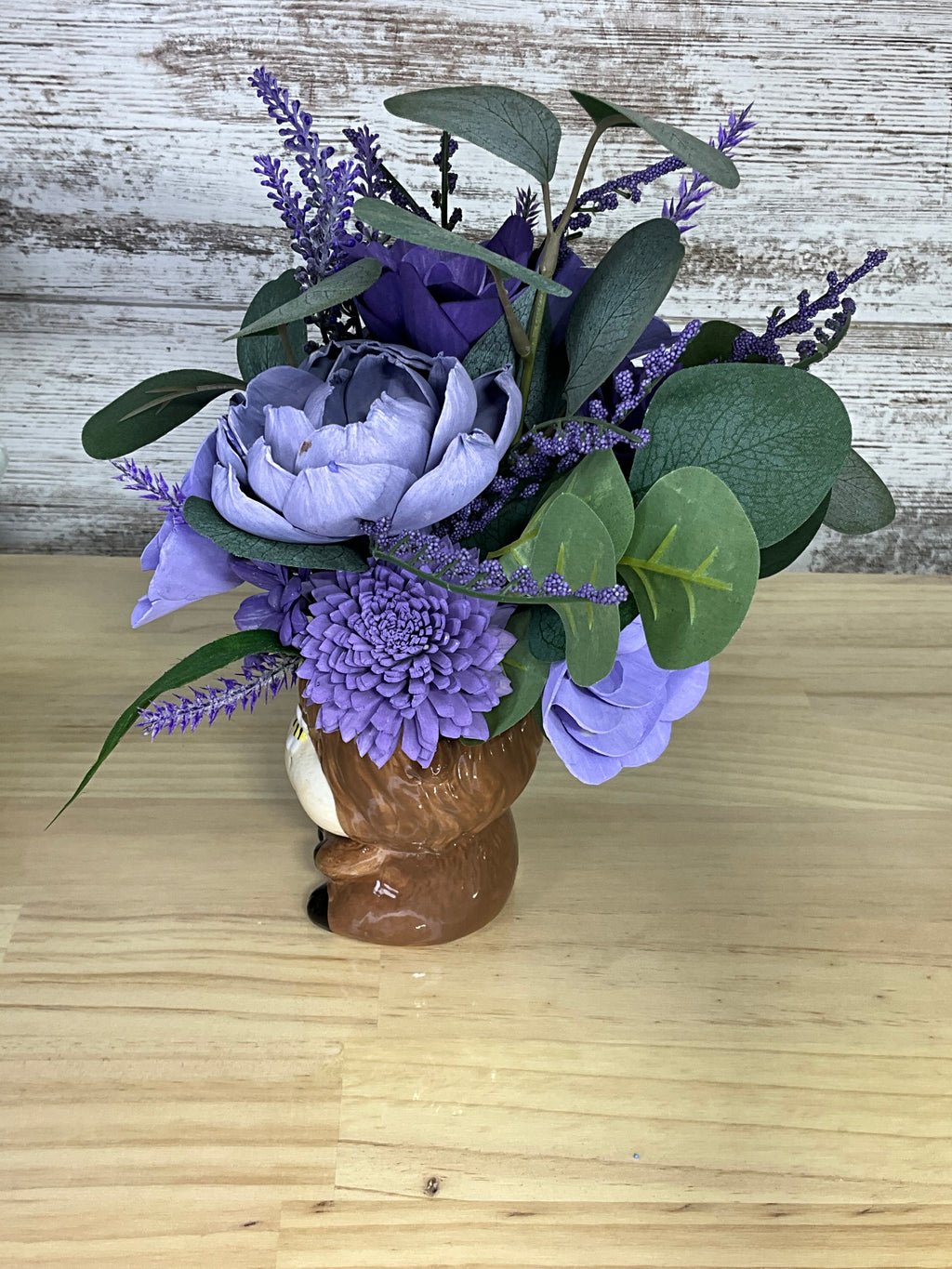 Lavender Highland Cow Ceramic Vase Arrangement